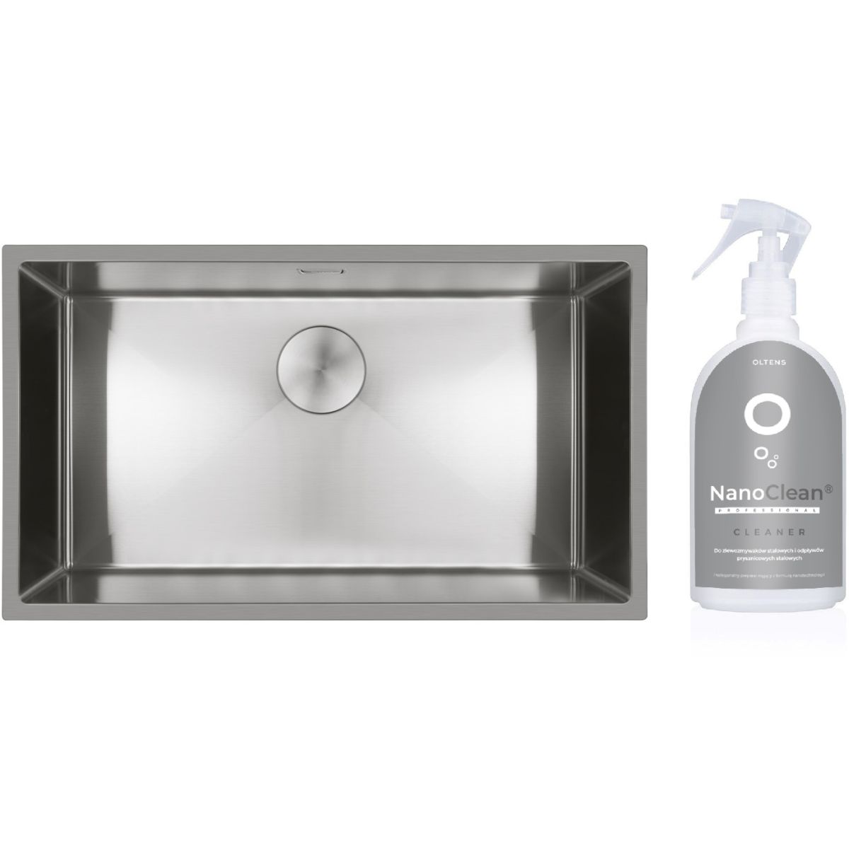 Set chiuveta din otel Oltens Hydda 71105100, agent de curățate pentru chiuvete din oțel Oltens NanoClean 89600000