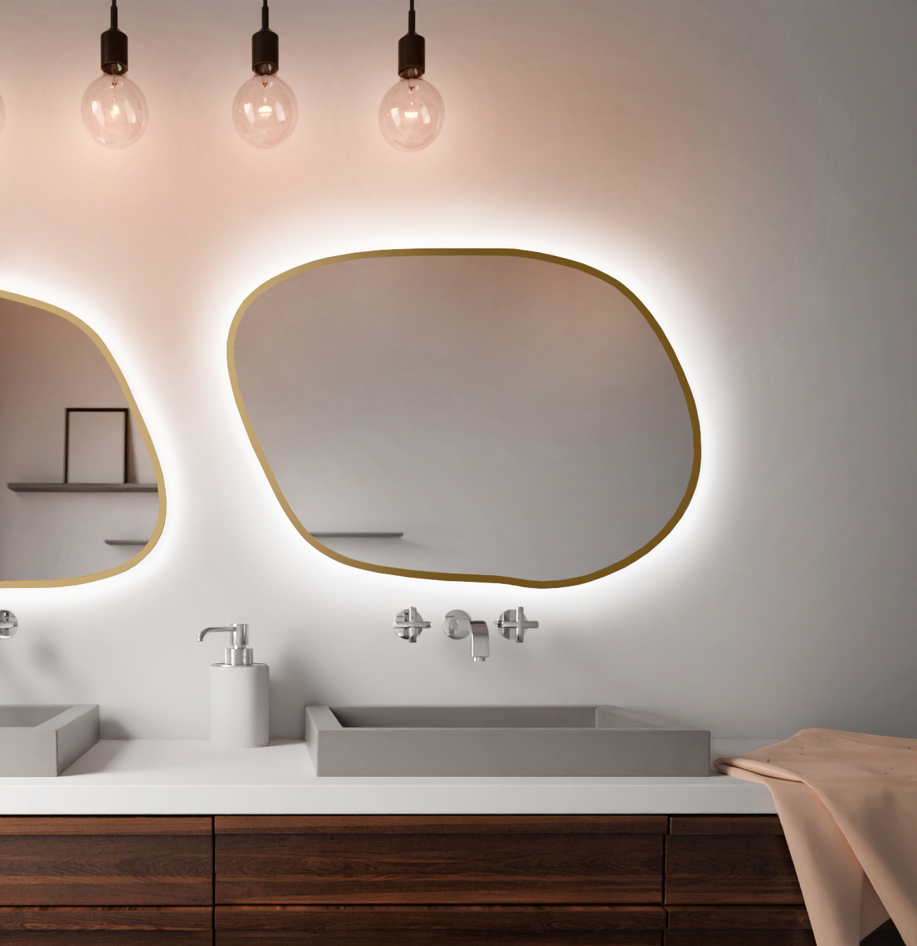 Baltica Design Bright Stain IV oglindă 60x43 cm cu iluminare auriu 5904107921242