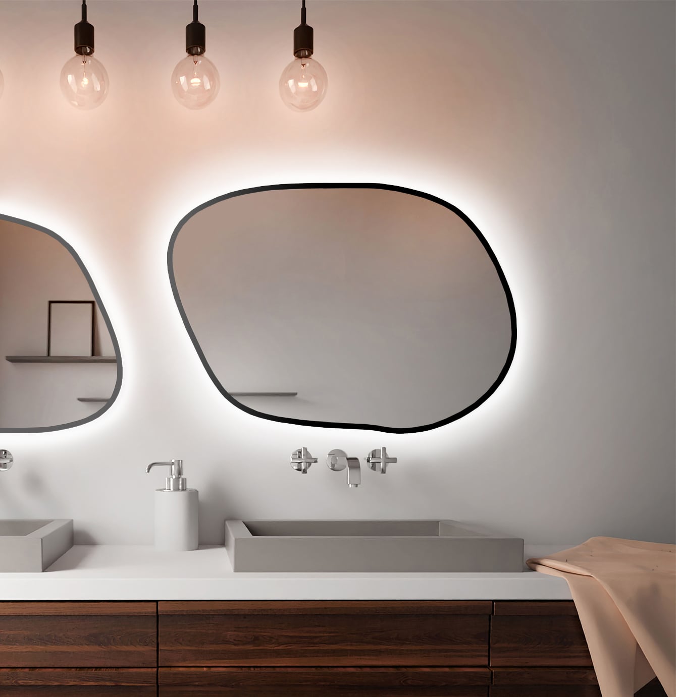 Baltica Design Bright Stain IV oglindă 70x50 cm cu iluminare negru 5904107920894