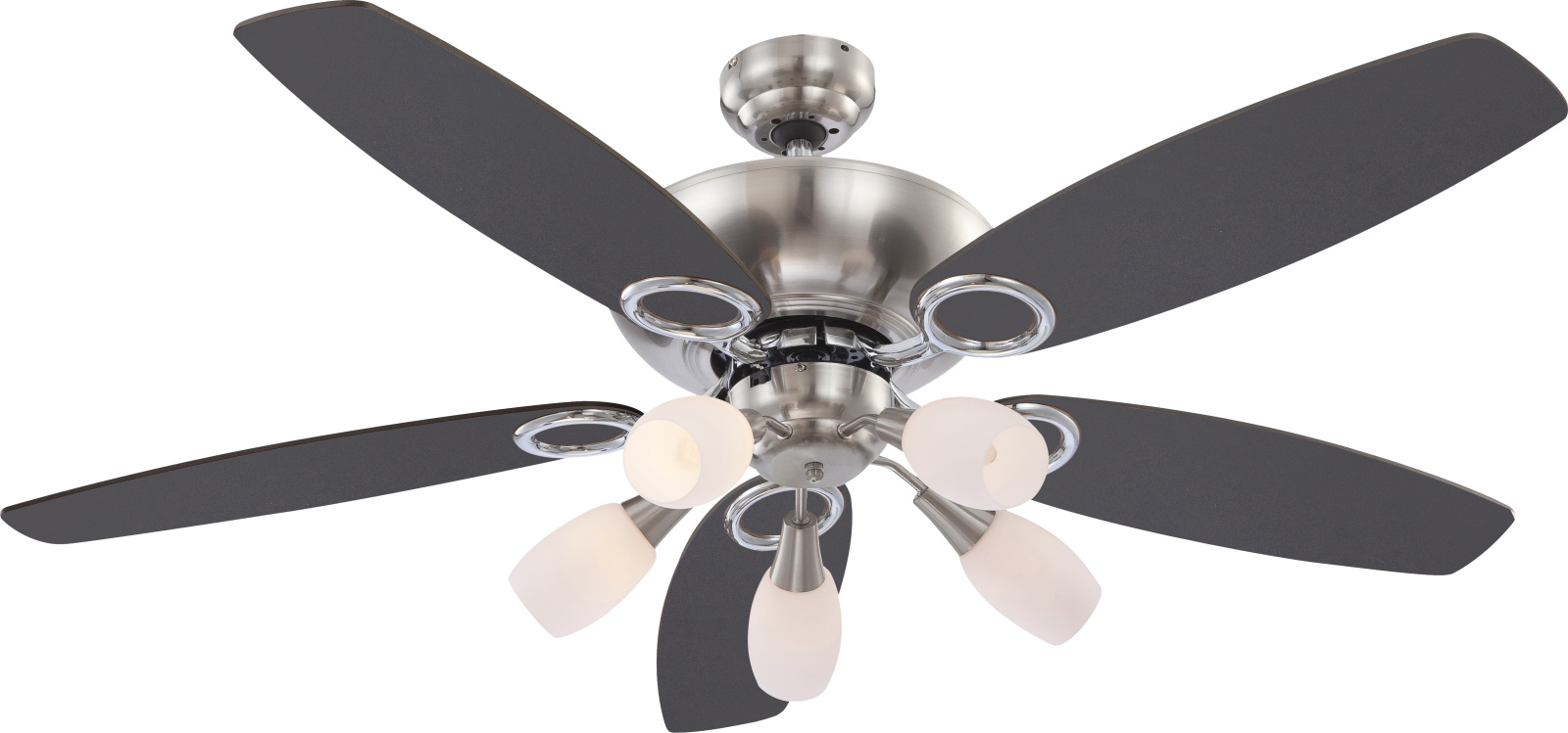Globo Lighting Jerry lampă-ventilator de tavan 5x40 W alb-gri-nichel 0337