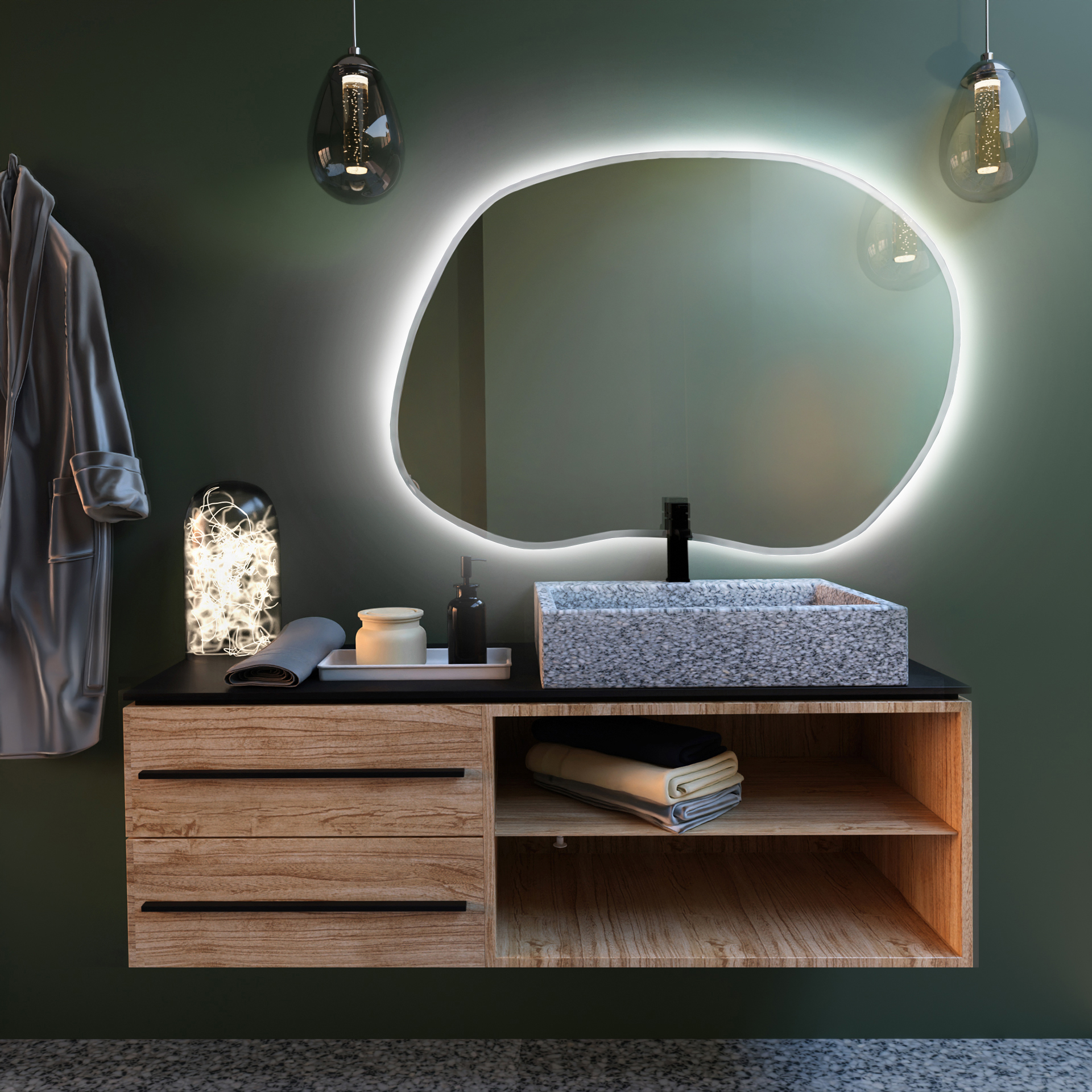 Baltica Design Bright Stain II oglindă 80x57 cm cu iluminare alb 5904107919324