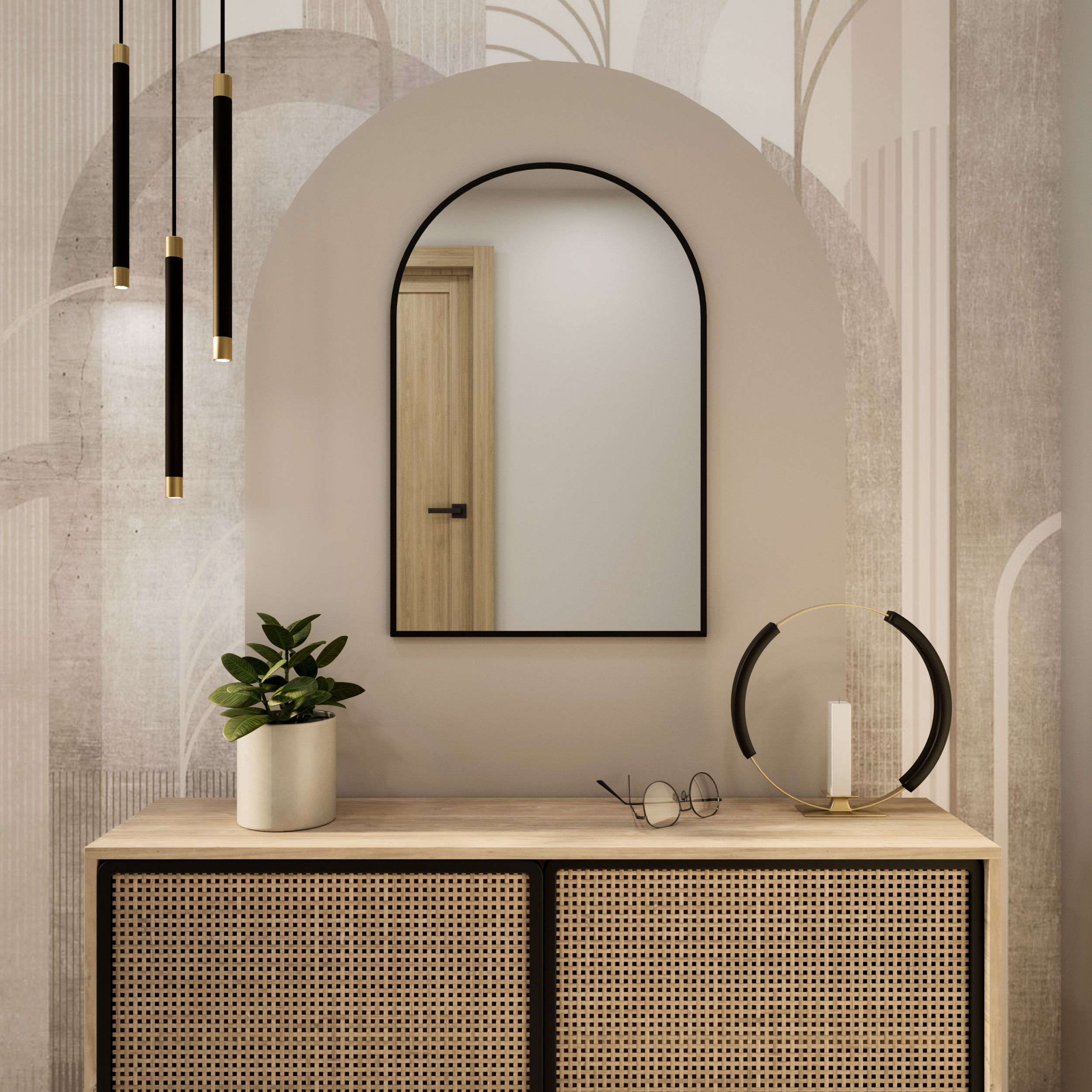 Baltica Design Tiny Border Pastille Cut oglindă 60x180 cm negru 5904107924793