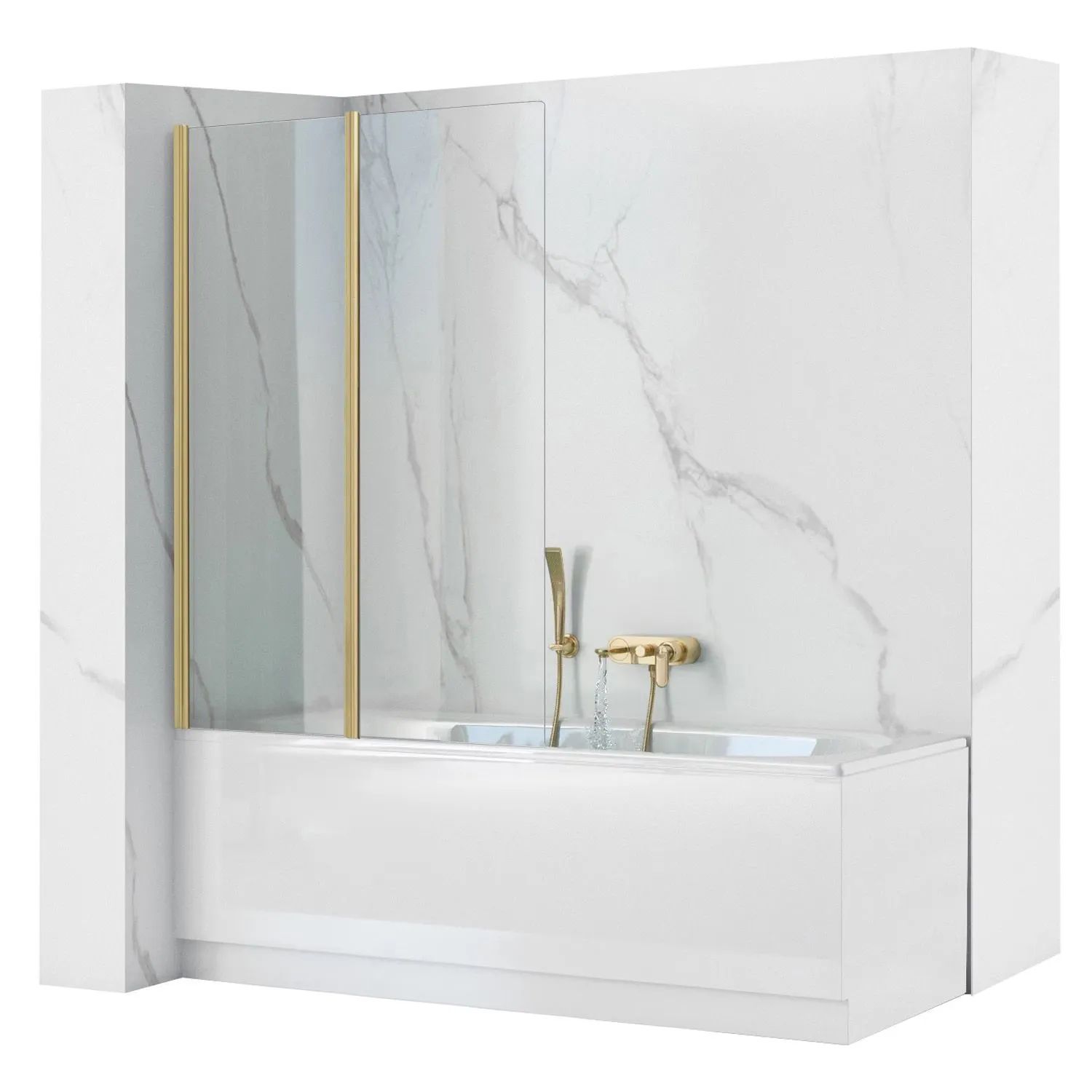 Rea Agat paravan cadă 80 cm două piese auriu periat/sticlă transparentă REA-W2500