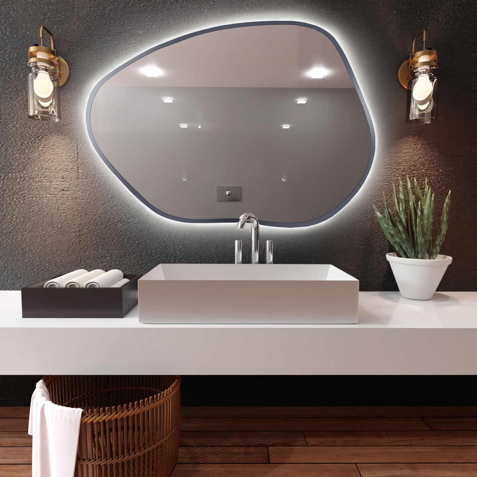 Baltica Design Bright Stain I oglindă 100x72 cm cu iluminare argint 5904107919010