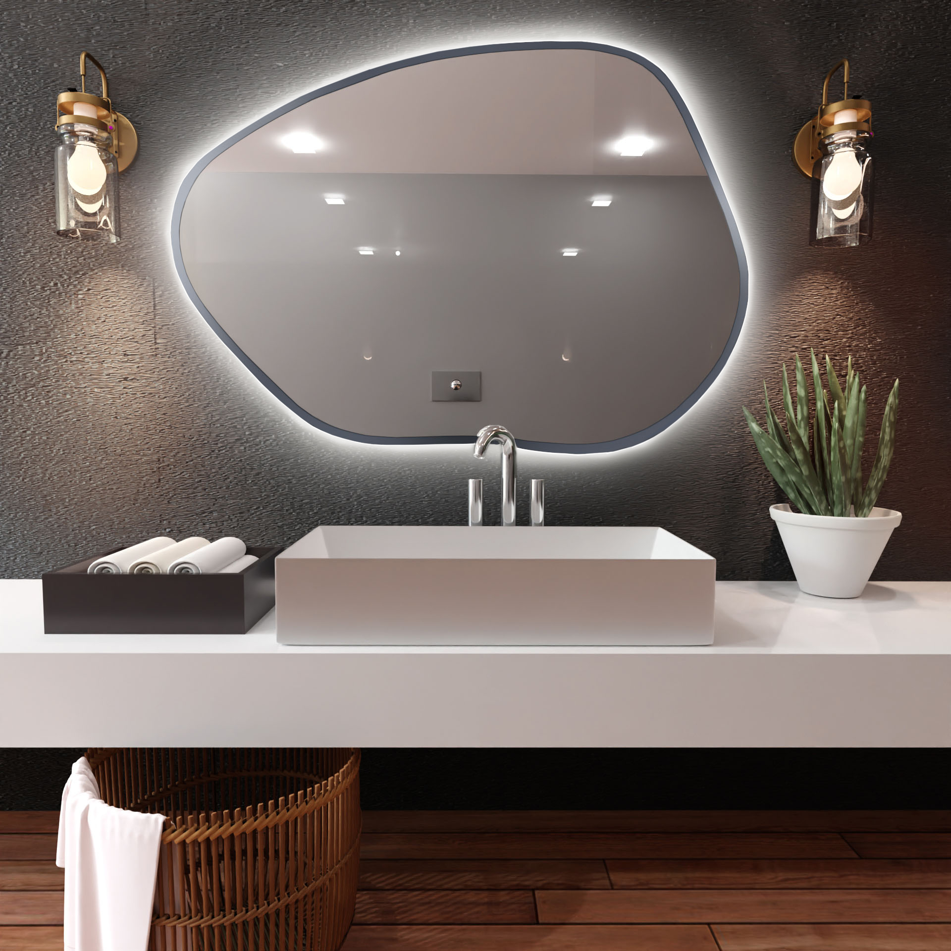 Baltica Design Bright Stain I oglindă 90x64 cm cu iluminare argint 5904107918983
