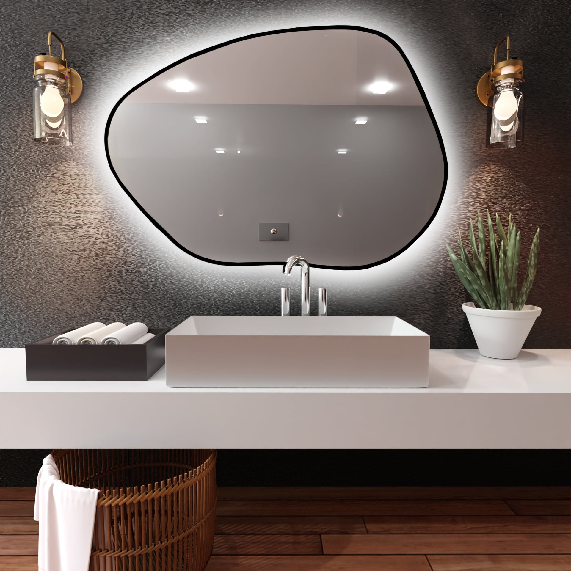 Baltica Design Bright Stain I oglindă 60x43 cm cu iluminare negru 5904107918709