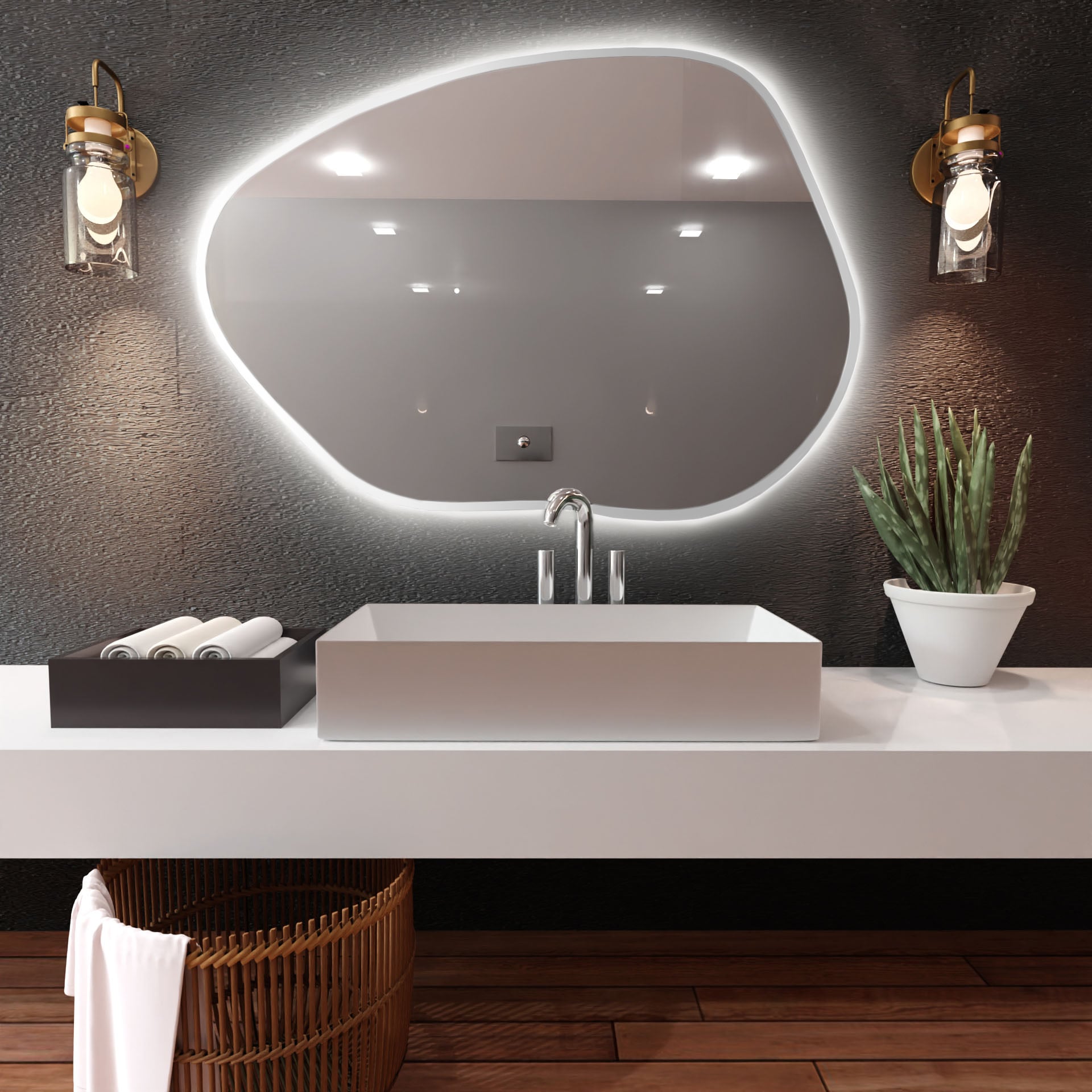 Baltica Design Bright Stain I oglindă 90x64 cm cu iluminare alb 5904107918617