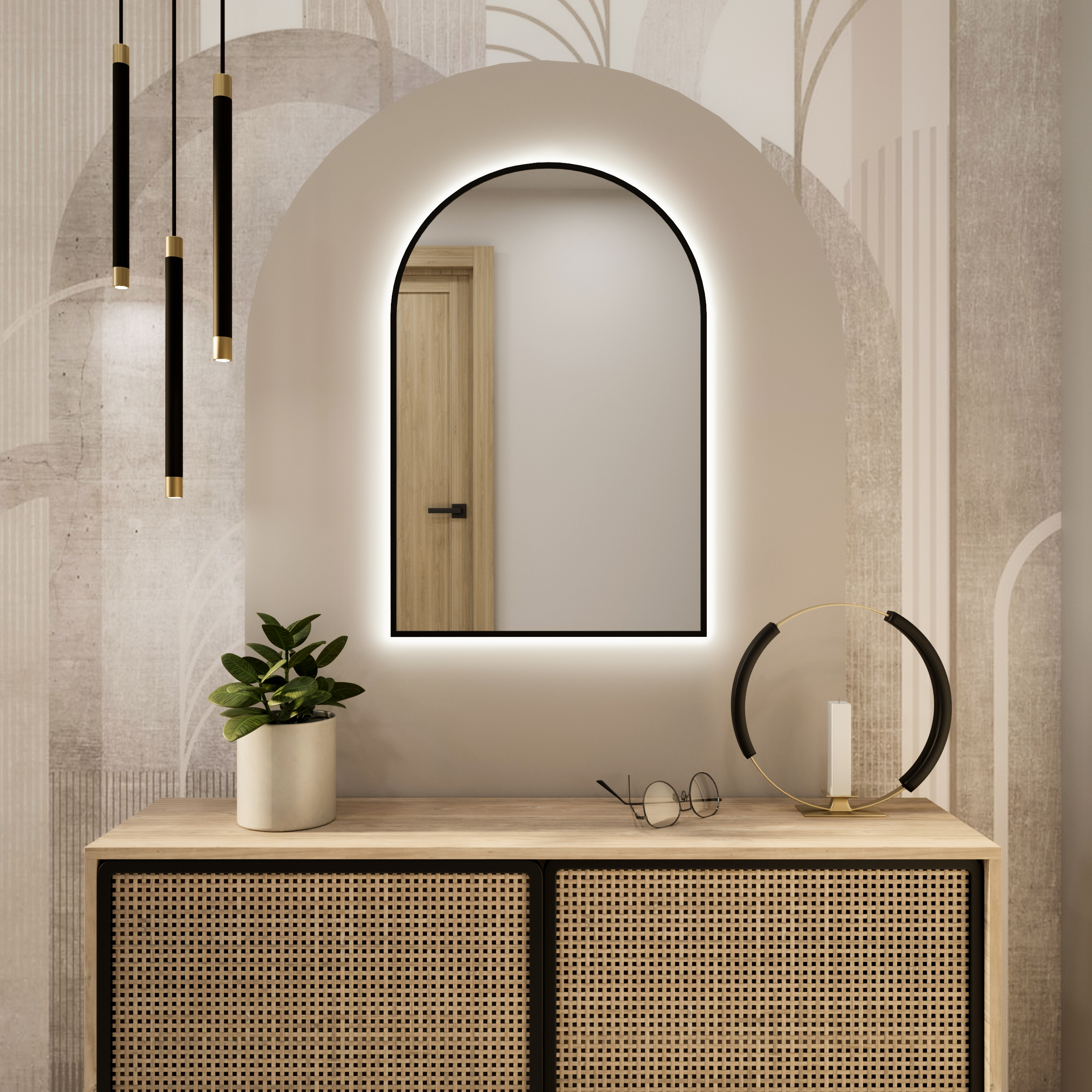 Baltica Design Tiny Border Pastille Cut oglindă 40x150 cm cu iluminare negru 5904107930053