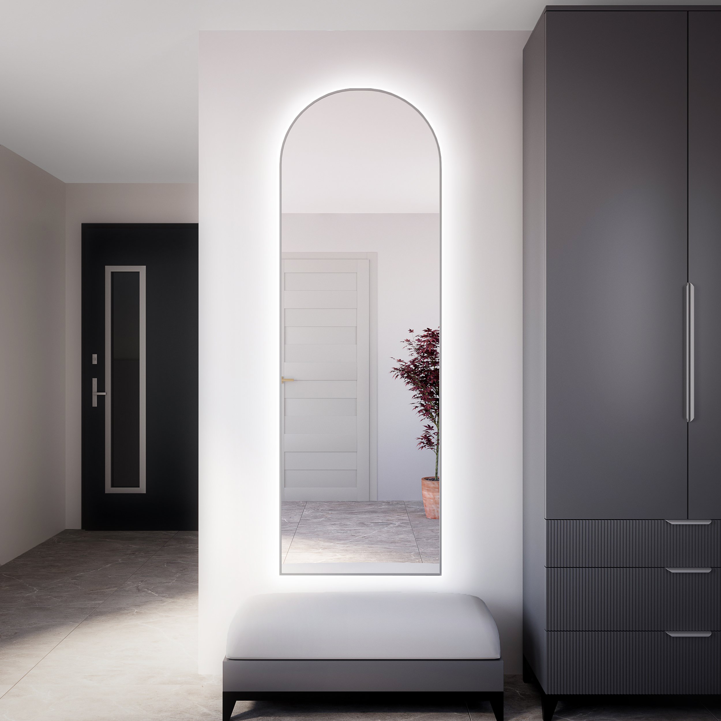 Baltica Design Tiny Border Pastille Cut oglindă 80x140 cm cu iluminare argint 5904107929651