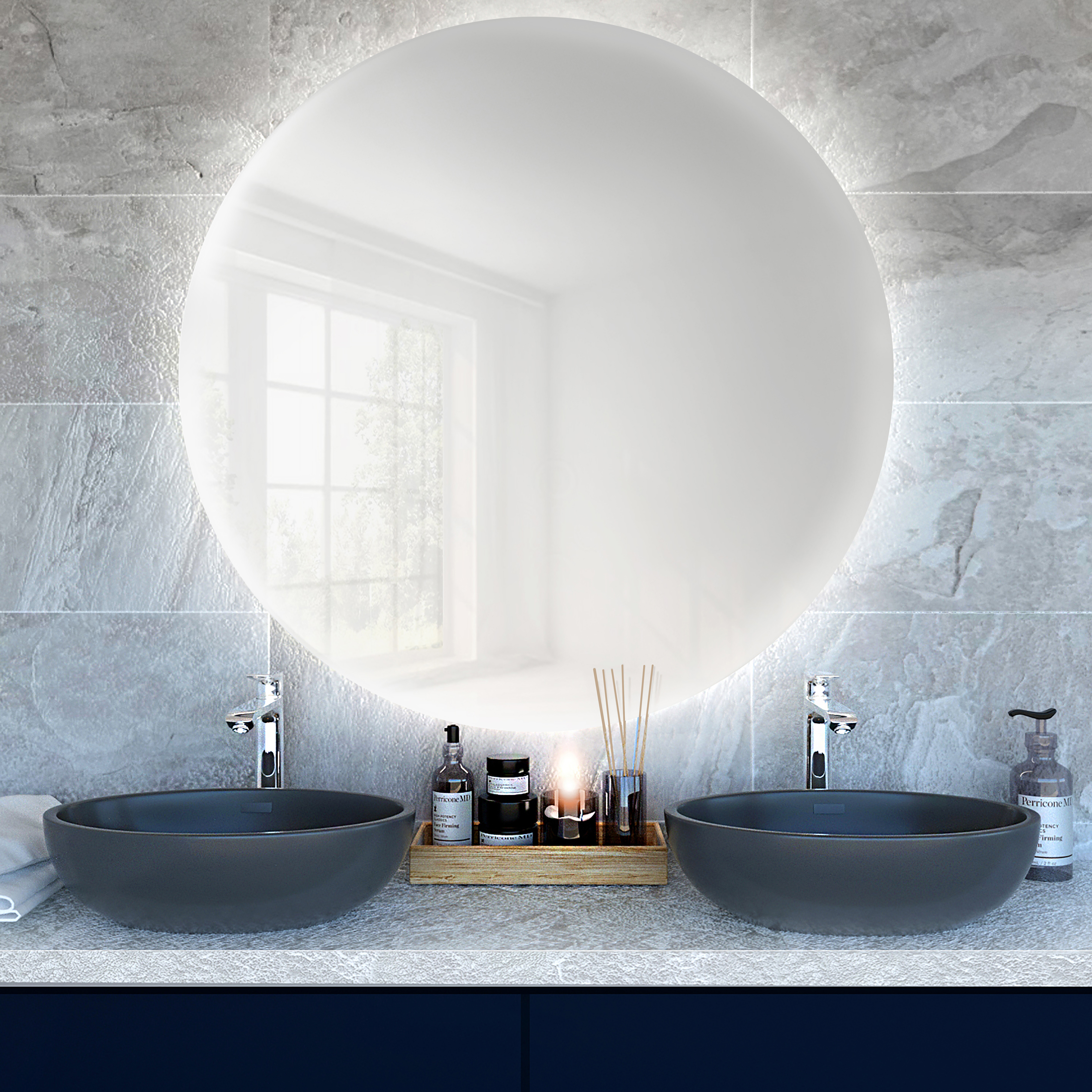 Baltica Design Bright oglindă 90x90 cm rotund cu iluminare 5904107913391