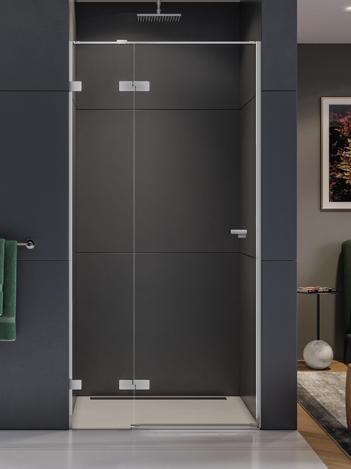 New Trendy Eventa uși de duș 110 cm înclinabilă crom luciu/sticlă transparentă EXK-4456