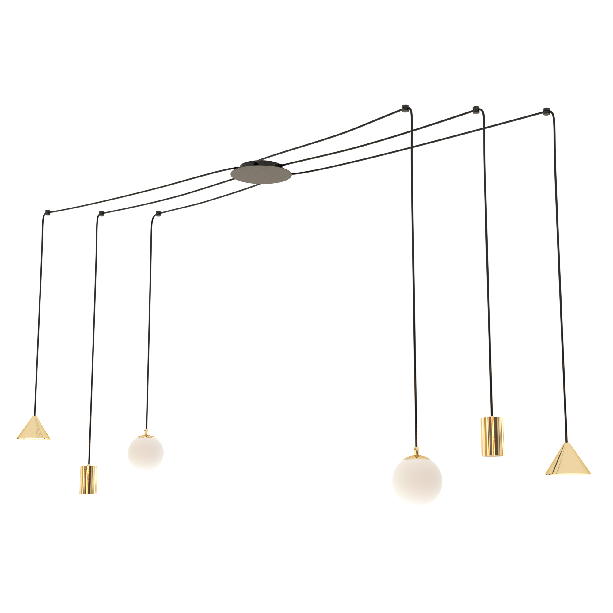 Emibig Fuji lampă suspendată 6x W negru-auriu 13506
