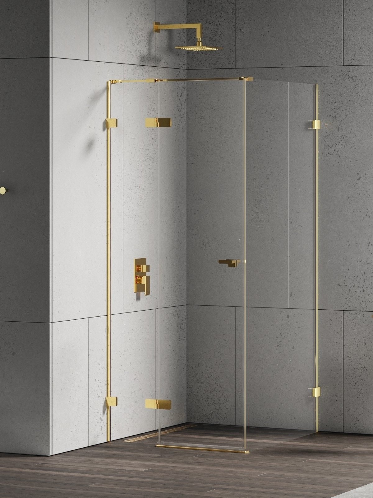 New Trendy Eventa Gold Shine cabină de duș 120x110 cm dreptunghiular auriu luciu/sticlă transparentă EXK-4717
