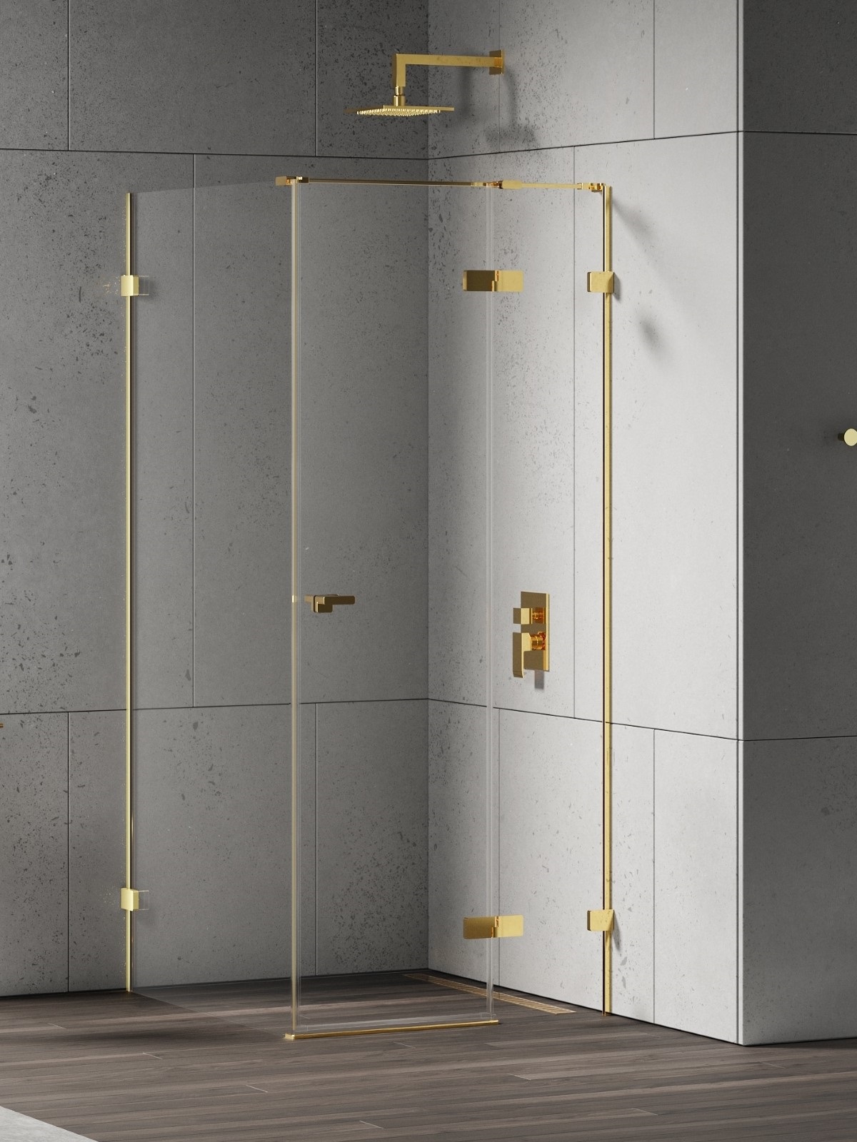 New Trendy Eventa Gold Shine cabină de duș 110x110 cm pătrat auriu luciu/sticlă transparentă EXK-4741
