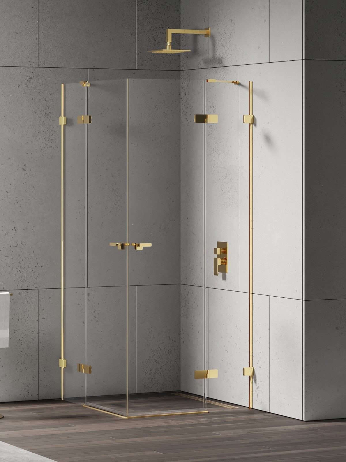New Trendy Eventa Gold Shine cabină de duș 110x80 cm dreptunghiular auriu luciu/sticlă transparentă EXK-4752
