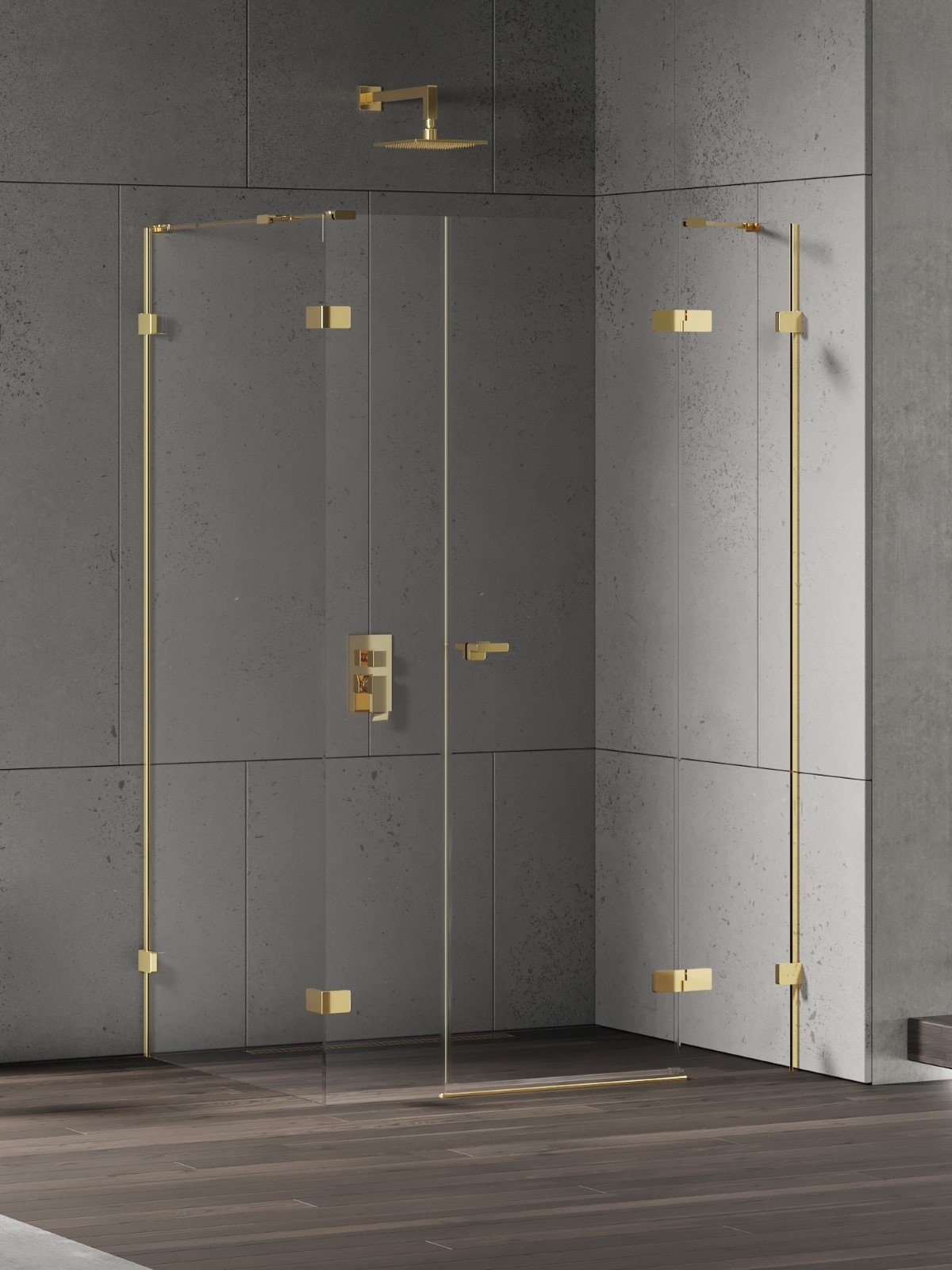 New Trendy Eventa Gold Shine cabină de duș 110x90 cm dreptunghiular auriu luciu/sticlă transparentă EXK-4781