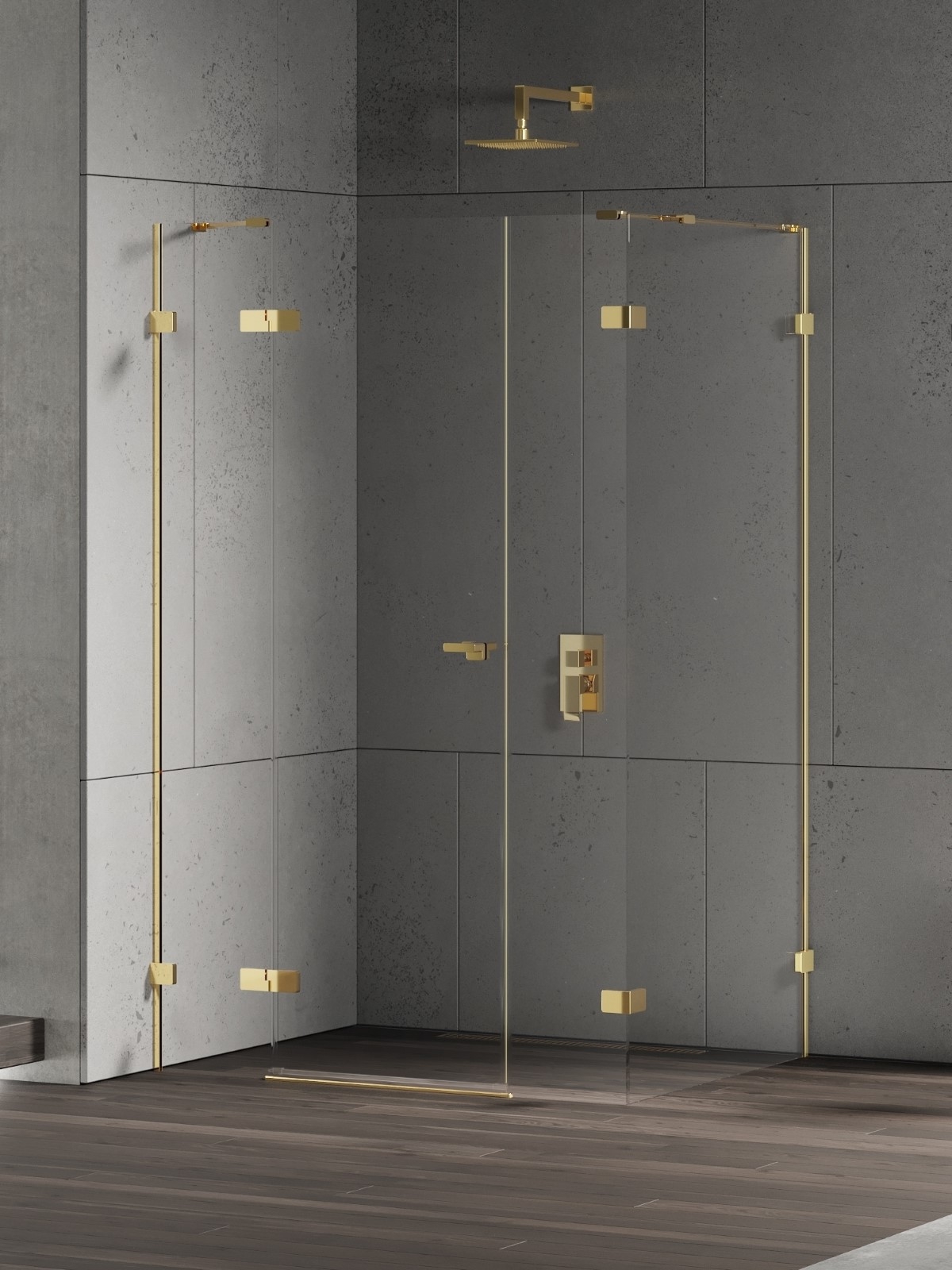 New Trendy Eventa Gold Shine cabină de duș 130x100 cm dreptunghiular auriu luciu/sticlă transparentă EXK-4788