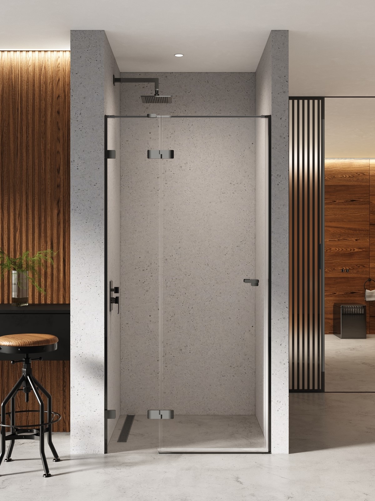 New Trendy Eventa Black Chrome uși de duș 80 cm înclinabilă negru luciu/sticlă transparentă EXK-6127