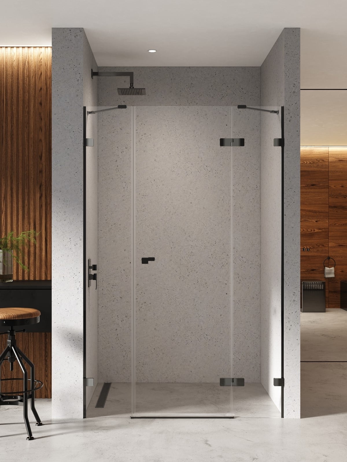 New Trendy Eventa Black Chrome uși de duș 170 cm înclinabilă negru luciu/sticlă transparentă EXK-6144
