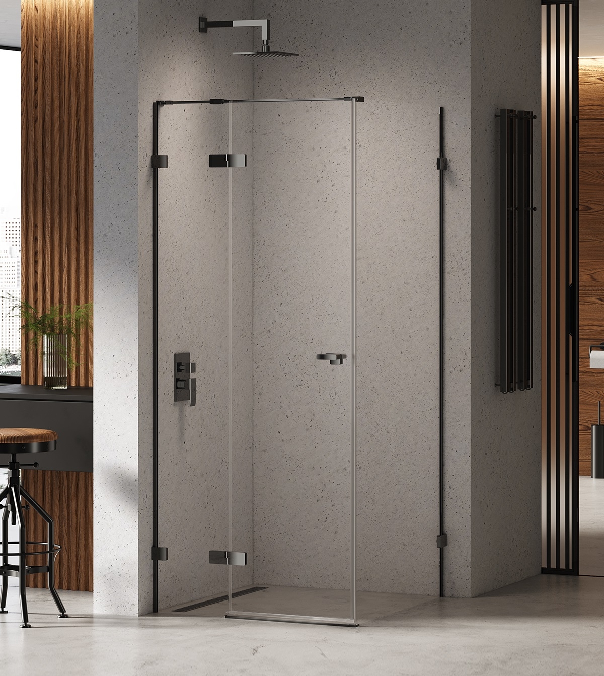 New Trendy Eventa Black Chrome cabină de duș 100x100 cm pătrat negru luciu/sticlă transparentă EXK-6160