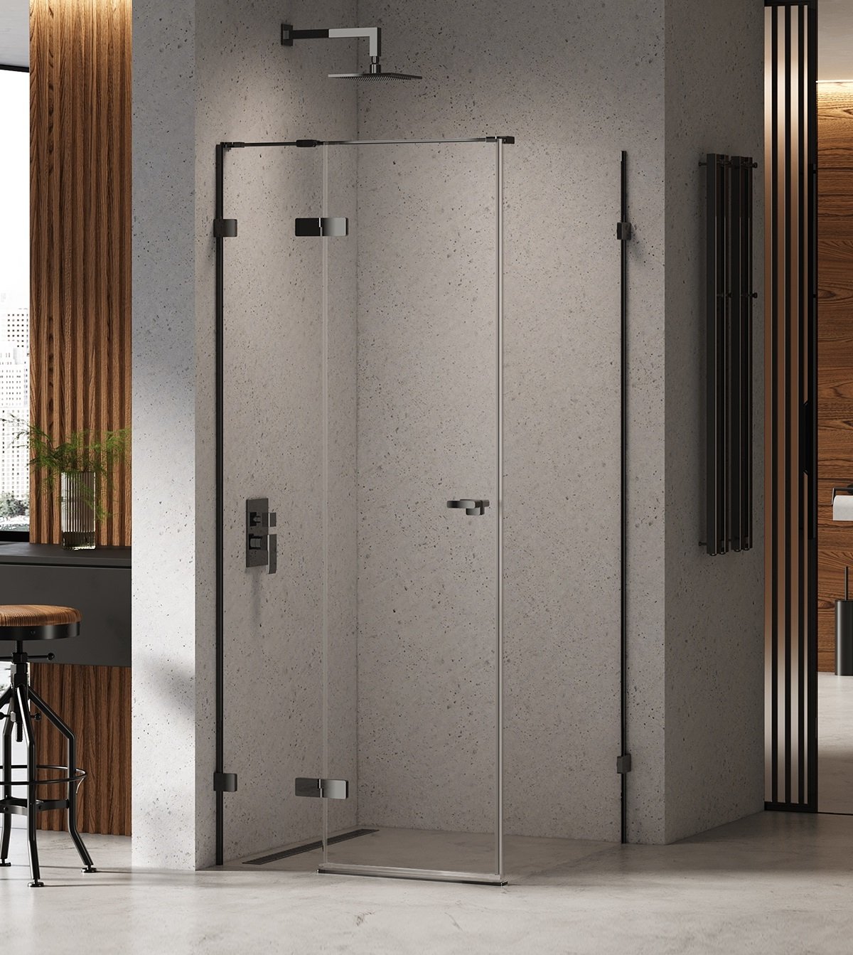 New Trendy Eventa Black Chrome cabină de duș 120x110 cm dreptunghiular negru luciu/sticlă transparentă EXK-6173