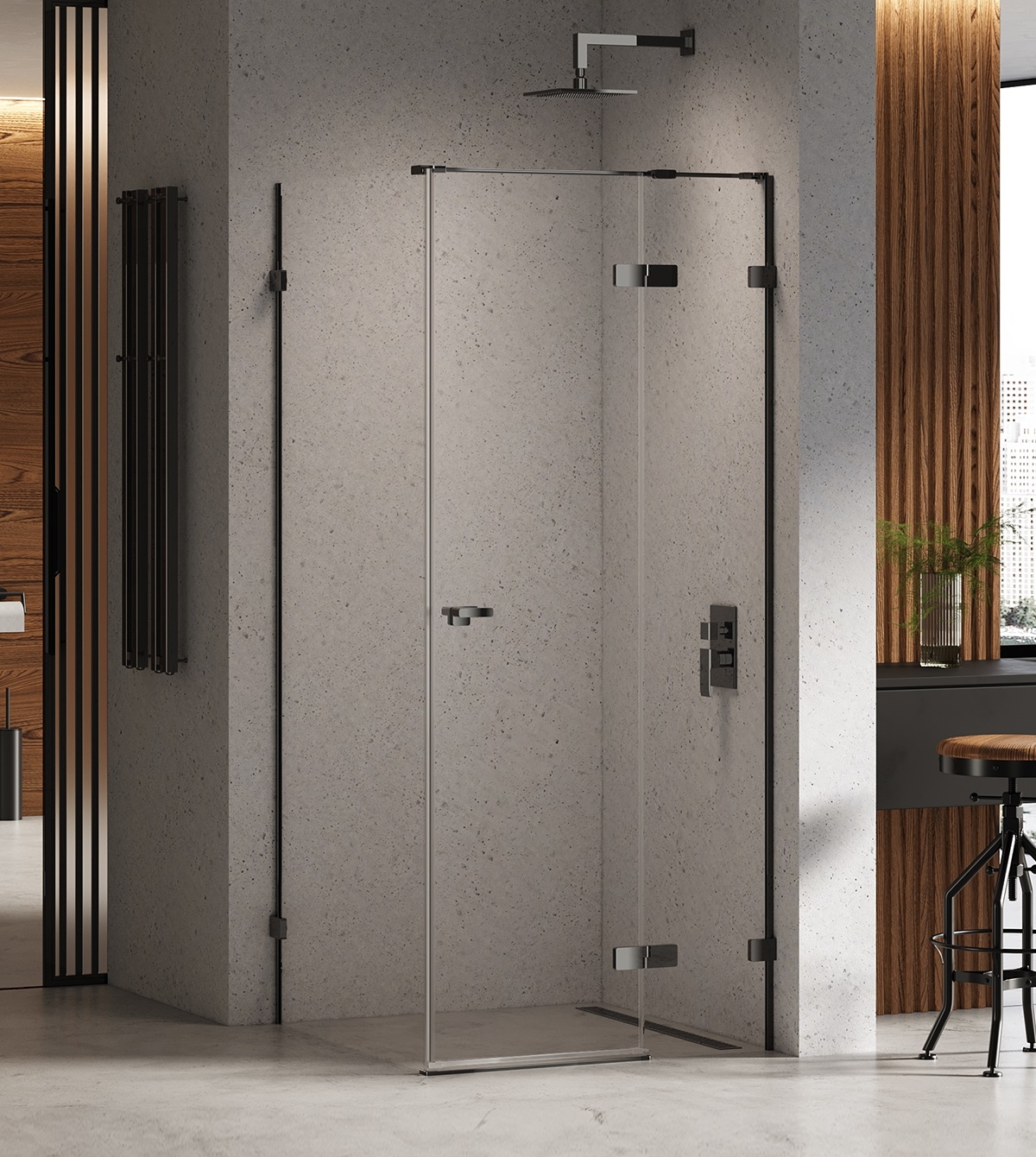 New Trendy Eventa Black Chrome cabină de duș 90x90 cm pătrat negru luciu/sticlă transparentă EXK-6183