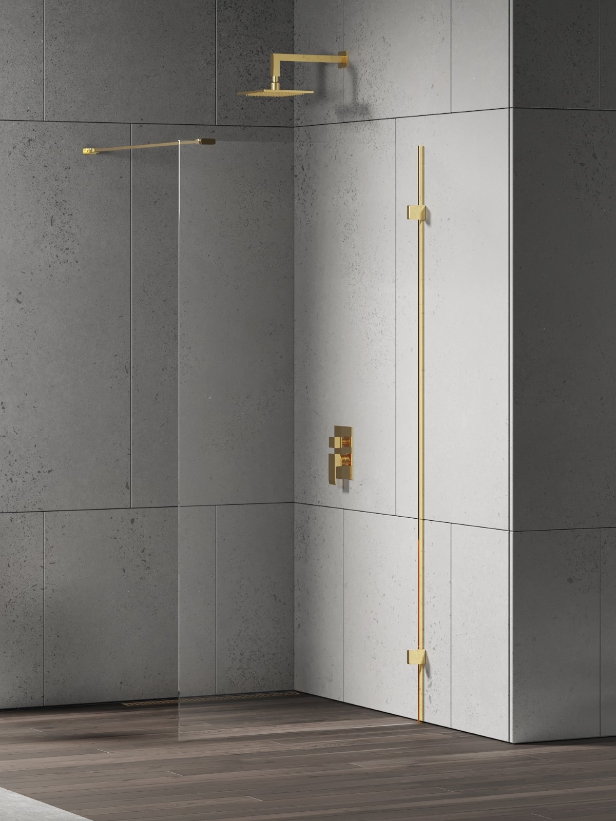 New Trendy Eventa Gold Shine perete cabină de duș walk-in 80 cm auriu luciu/sticla transparentă EXK-4839