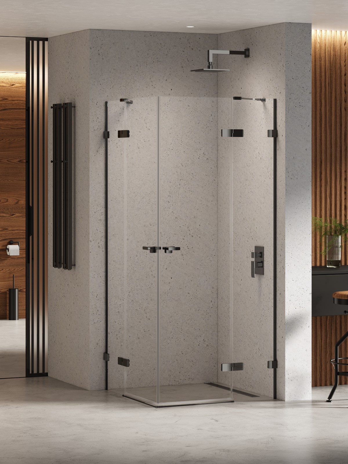 New Trendy Eventa Black Chrome cabină de duș 100x100 cm pătrat negru luciu/sticlă transparentă EXK-6217