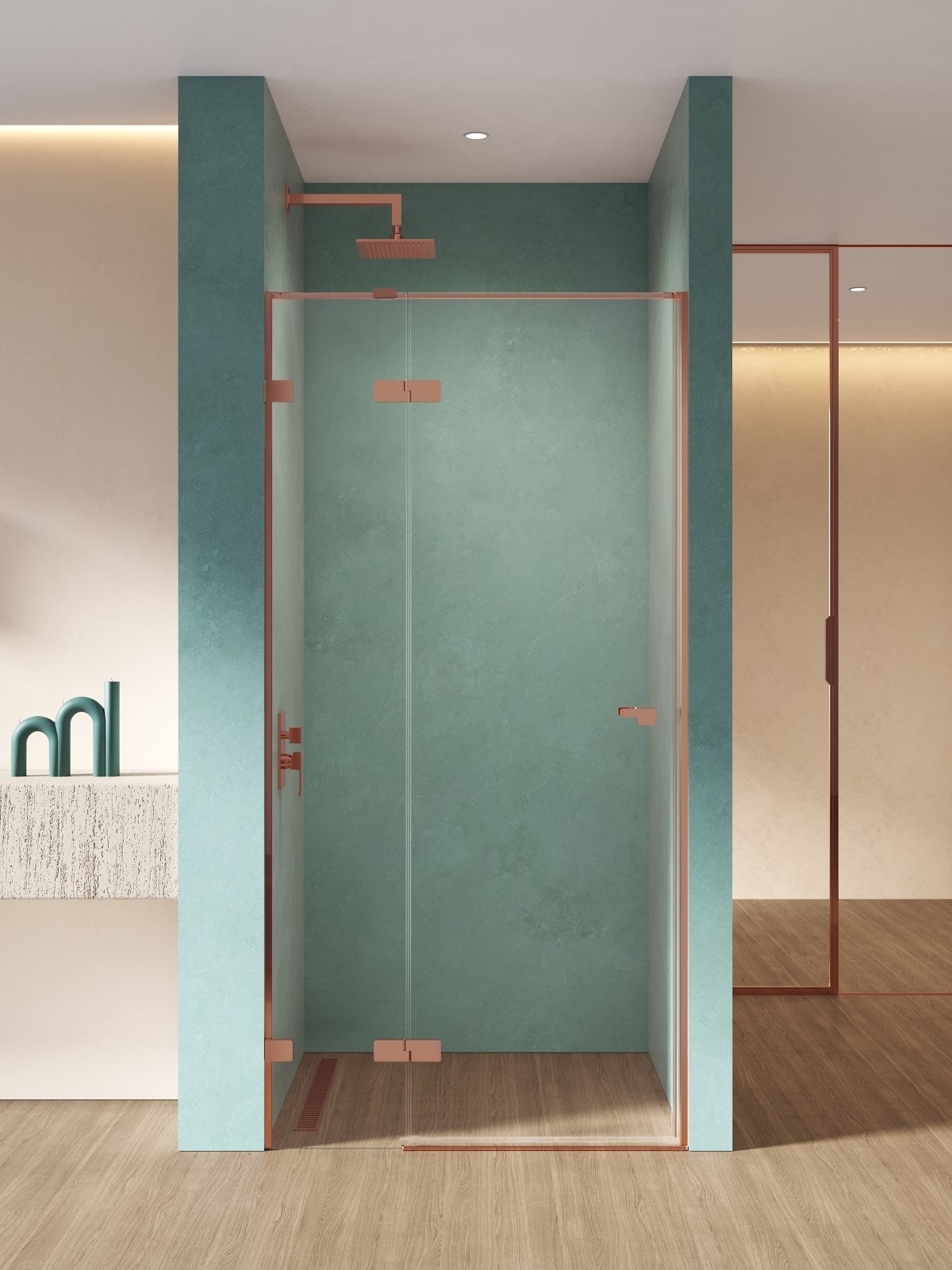 New Trendy Eventa Copper Shine uși de duș 120 cm înclinabilă cupru luciu/sticlă transparentă EXK-6360