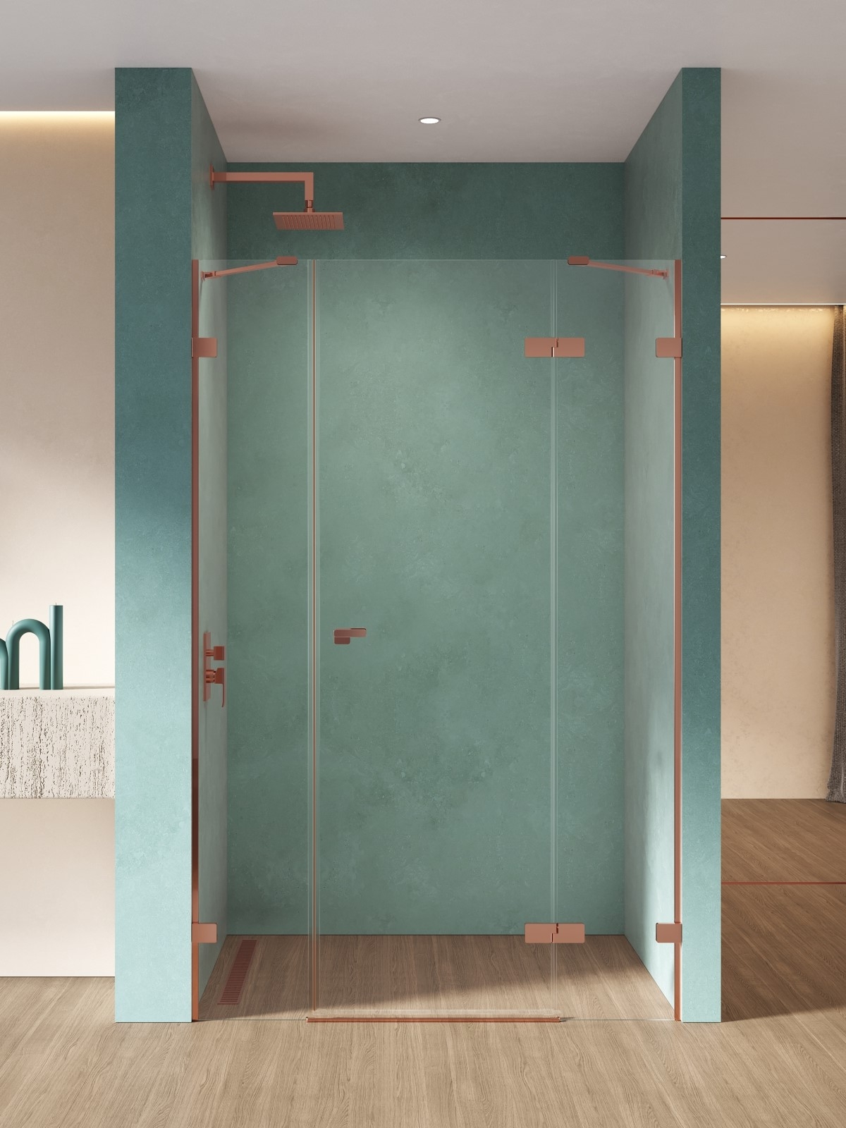 New Trendy Eventa Copper Shine uși de duș 130 cm înclinabilă cupru luciu/sticlă transparentă EXK-6365