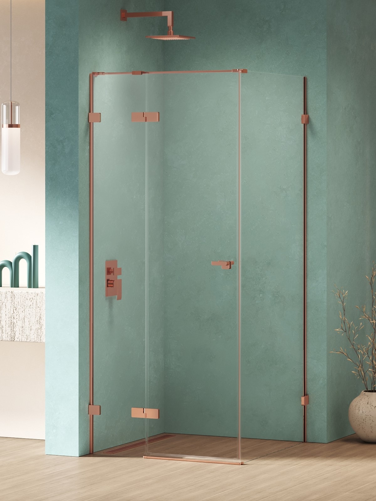 New Trendy Eventa Copper Shine cabină de duș 110x90 cm dreptunghiular cupru luciu/sticlă transparentă EXK-6390