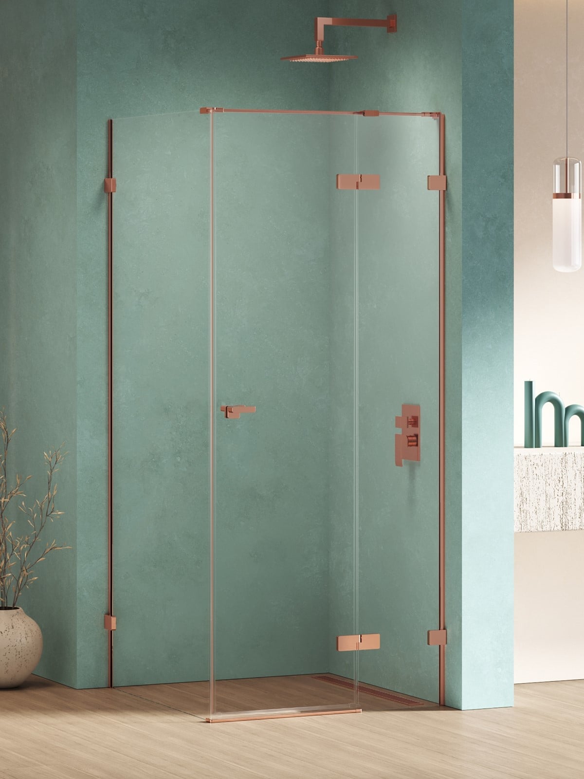 New Trendy Eventa Copper Shine cabină de duș 110x100 cm dreptunghiular cupru luciu/sticlă transparentă EXK-6421