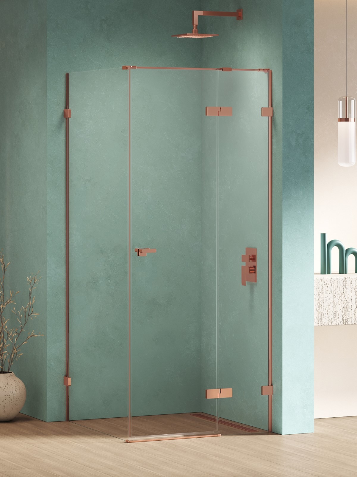 New Trendy Eventa Copper Shine cabină de duș 110x110 cm pătrat cupru luciu/sticlă transparentă EXK-6422