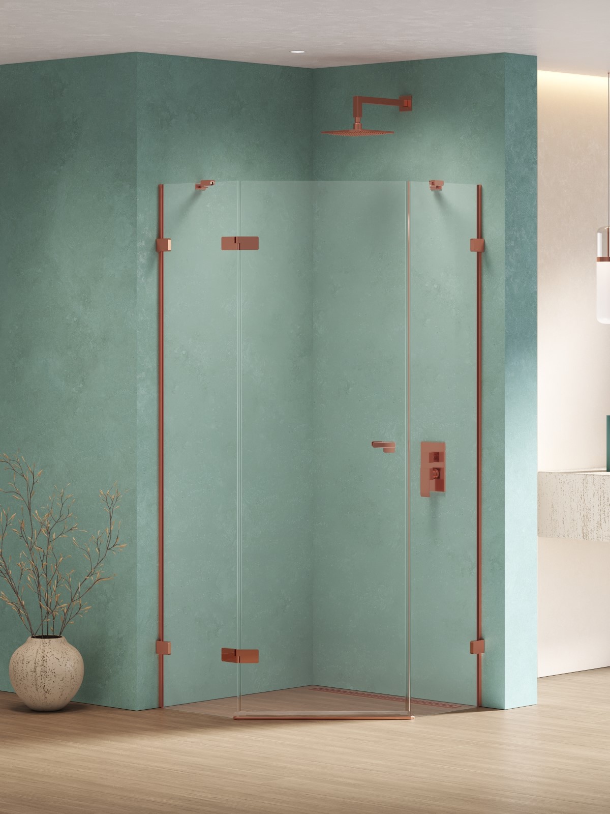 New Trendy Eventa Copper Shine cabină de duș 90x90 cm cupru luciu/sticlă transparentă EXK-6515