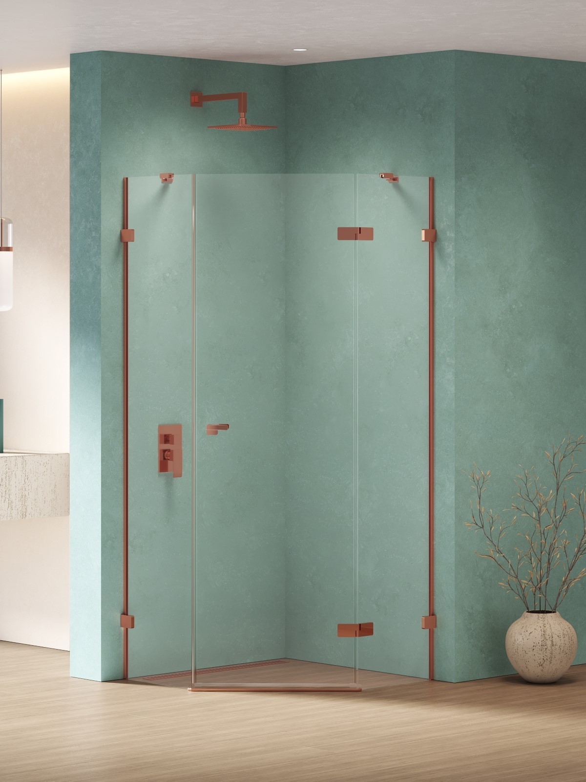 New Trendy Eventa Copper Shine cabină de duș 90x90 cm cupru luciu/sticlă transparentă EXK-6516