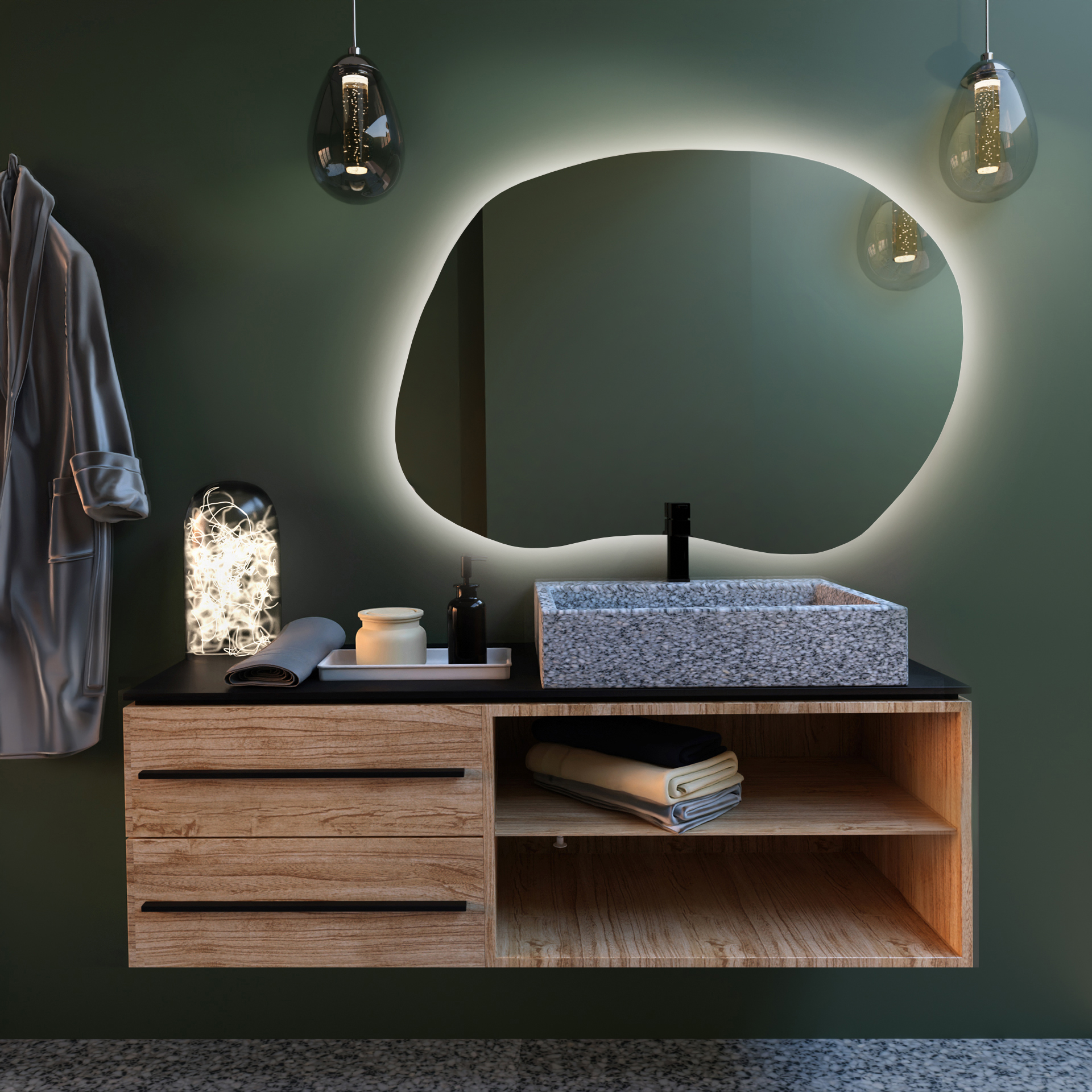 Baltica Design Bright Stain II oglindă 90x64 cm cu iluminare 5904107915364