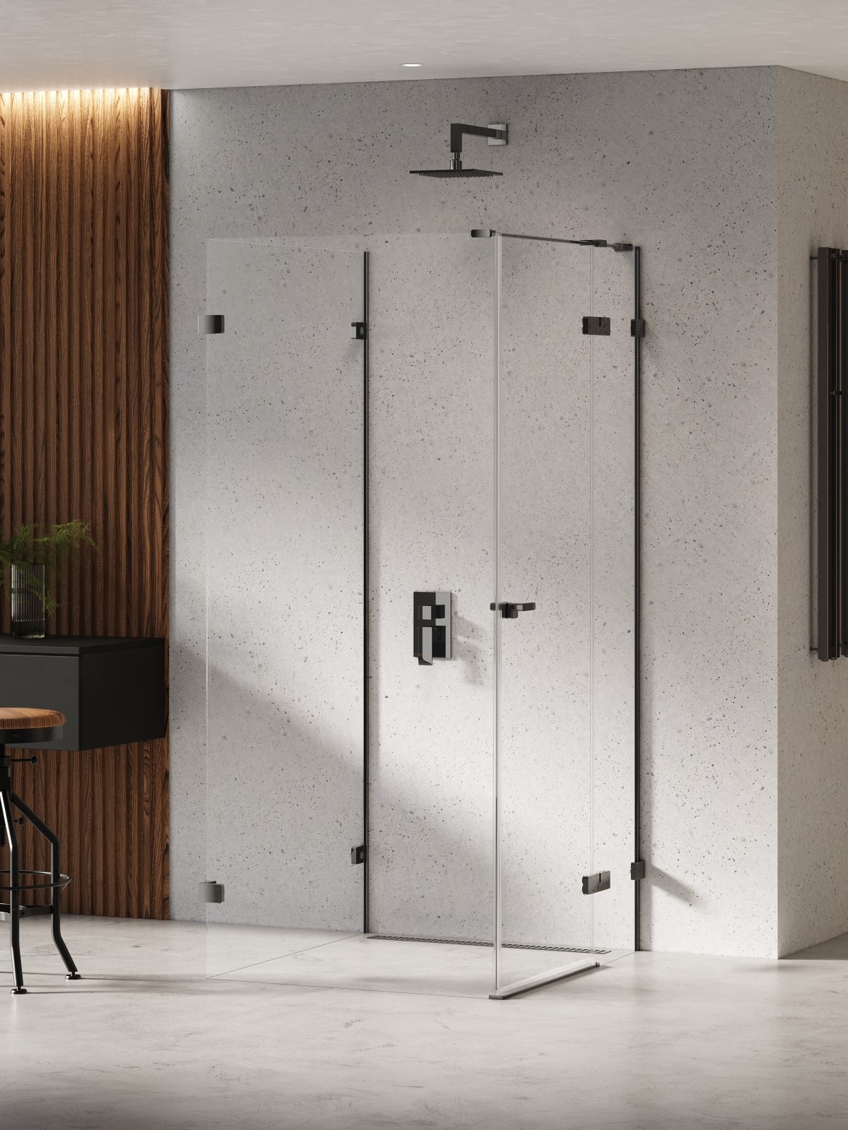 New Trendy Eventa Black Chrome cabină de duș 90x90 cm pătrat negru luciu/sticlă transparentă EXK-6281