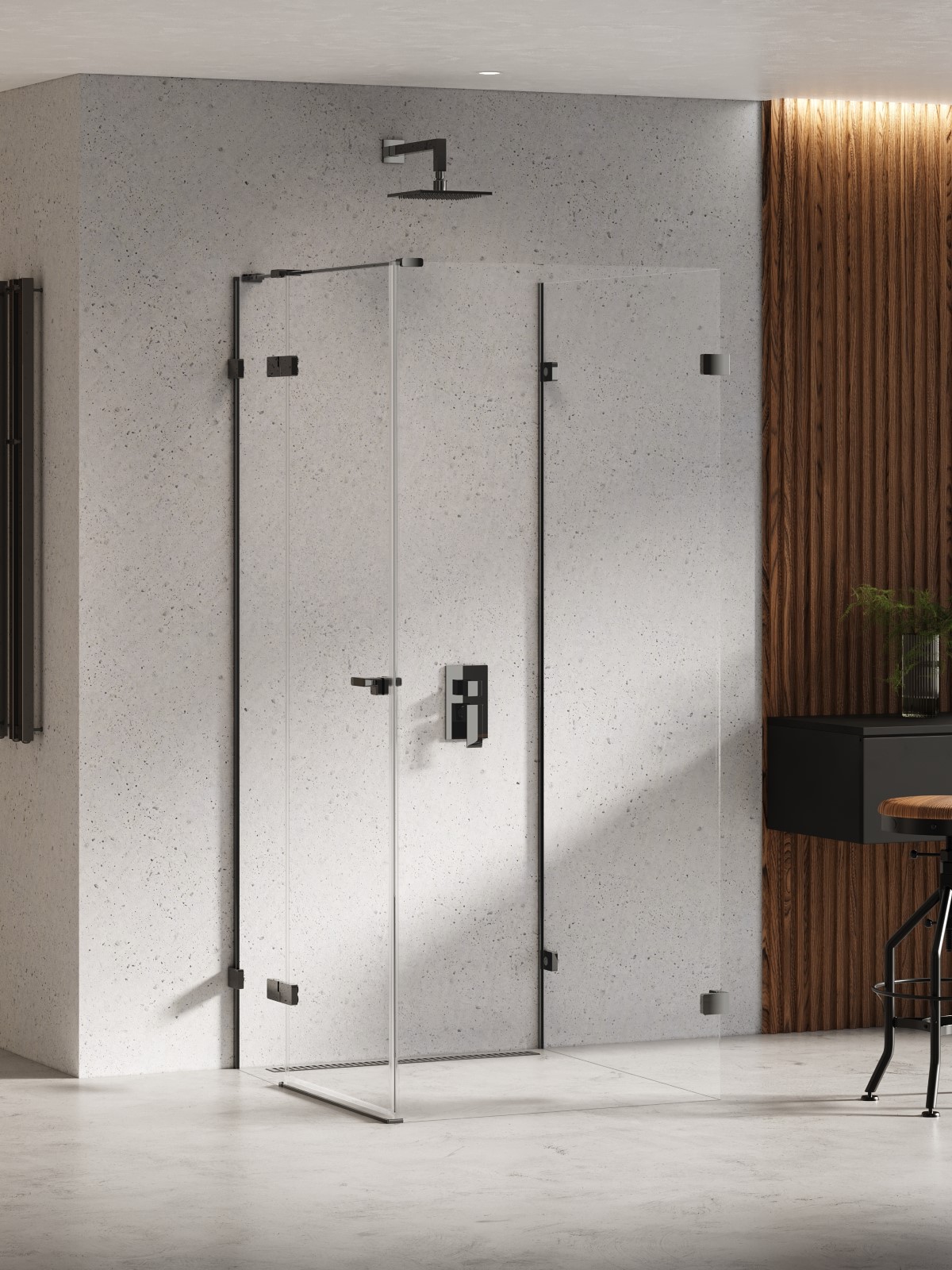 New Trendy Eventa Black Chrome cabină de duș 100x100 cm pătrat negru luciu/sticlă transparentă EXK-6288