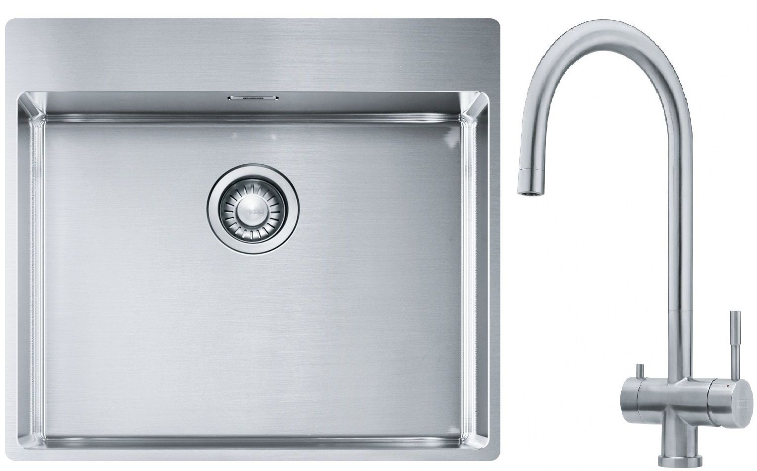 Set chiuveta din otel Franke Box 127.0369.295, baterie bucătărie Franke Eos 120.0179.979