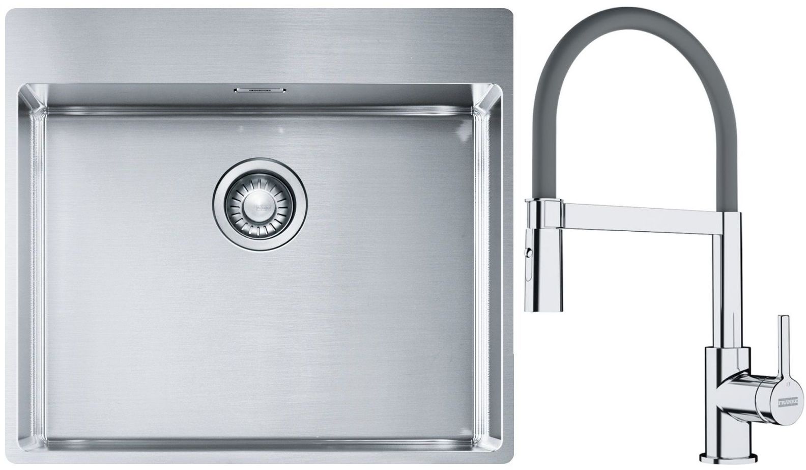 Set chiuveta din otel Franke Box 127.0369.295, baterie bucătărie Franke Lina 115.0626.087