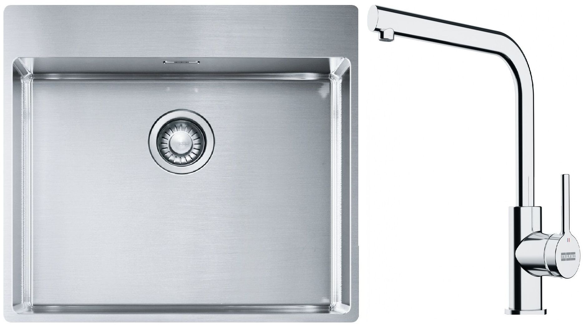 Set chiuveta din otel Franke Box 127.0369.295, baterie bucătărie Franke Lina 115.0693.230