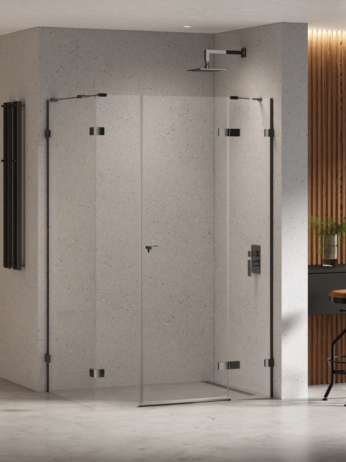 New Trendy Eventa Black Chrome cabină de duș 150x80 cm dreptunghiular negru luciu/sticlă transparentă EXK-6235