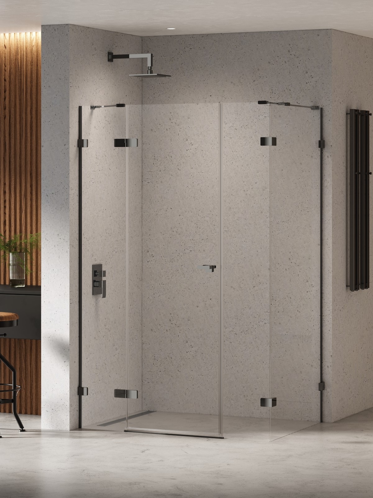 New Trendy Eventa Black Chrome cabină de duș 150x100 cm dreptunghiular negru luciu/sticlă transparentă EXK-6246