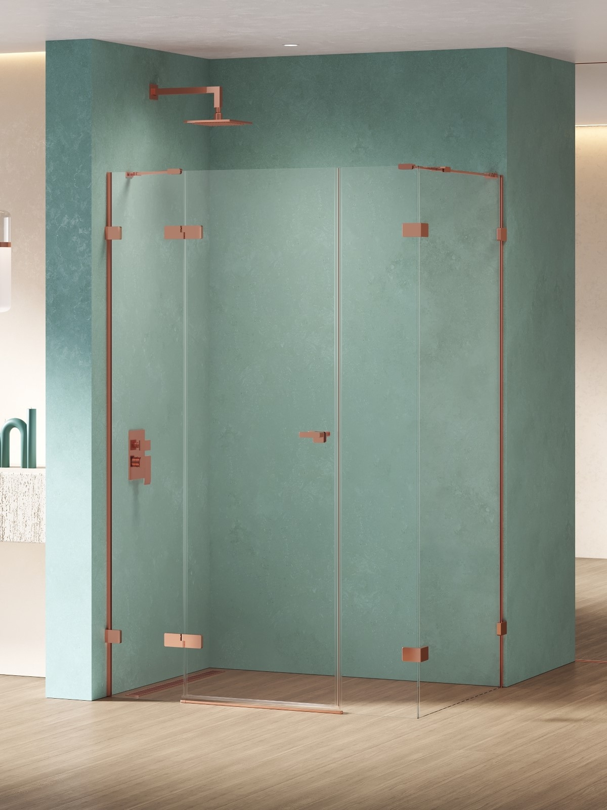 New Trendy Eventa Copper Shine cabină de duș 110x80 cm dreptunghiular cupru luciu/sticlă transparentă EXK-6455
