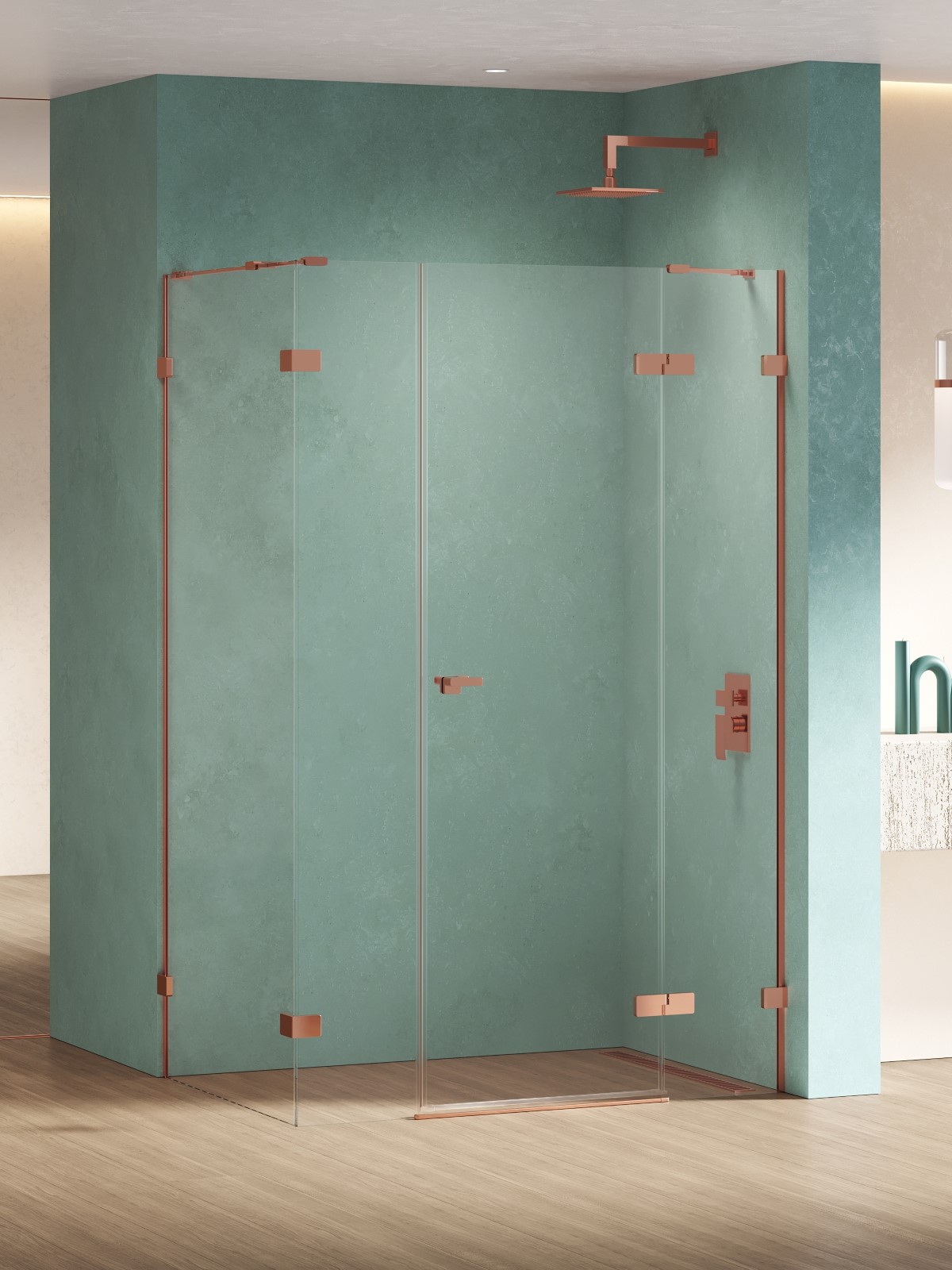 New Trendy Eventa Copper Shine cabină de duș 110x80 cm dreptunghiular cupru luciu/sticlă transparentă EXK-6456
