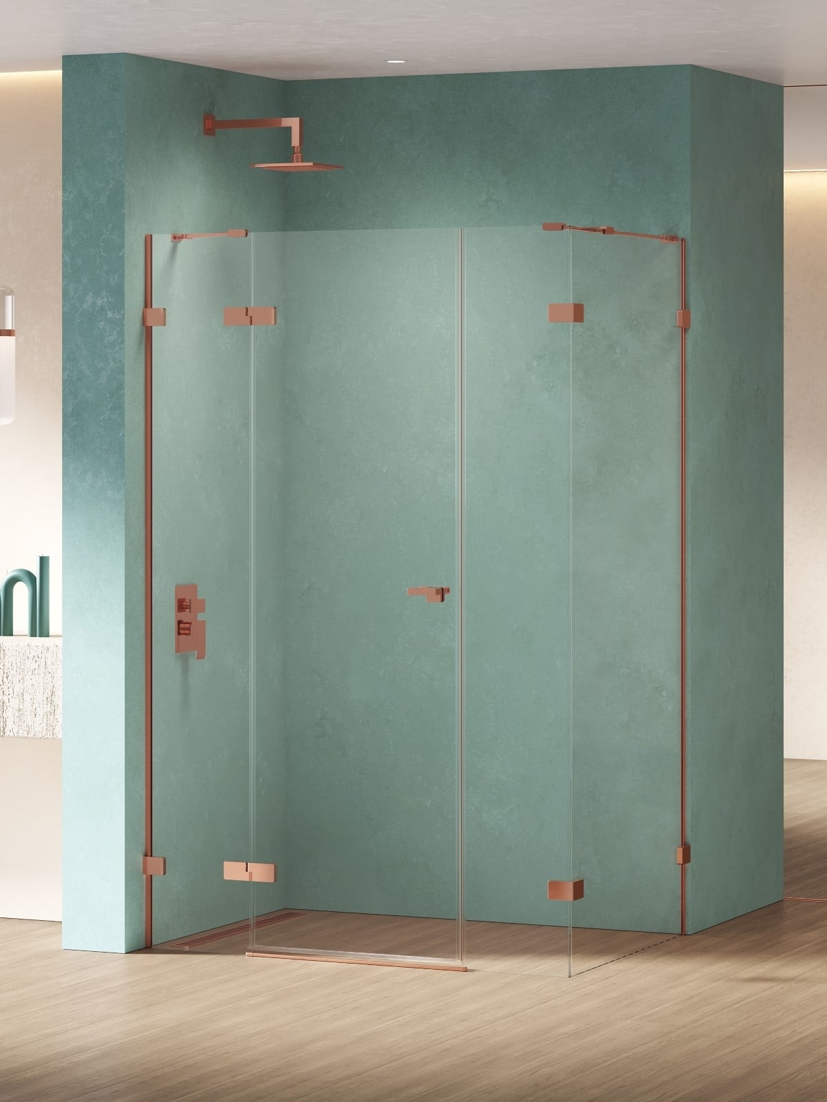 New Trendy Eventa Copper Shine cabină de duș 150x100 cm dreptunghiular cupru luciu/sticlă transparentă EXK-6471