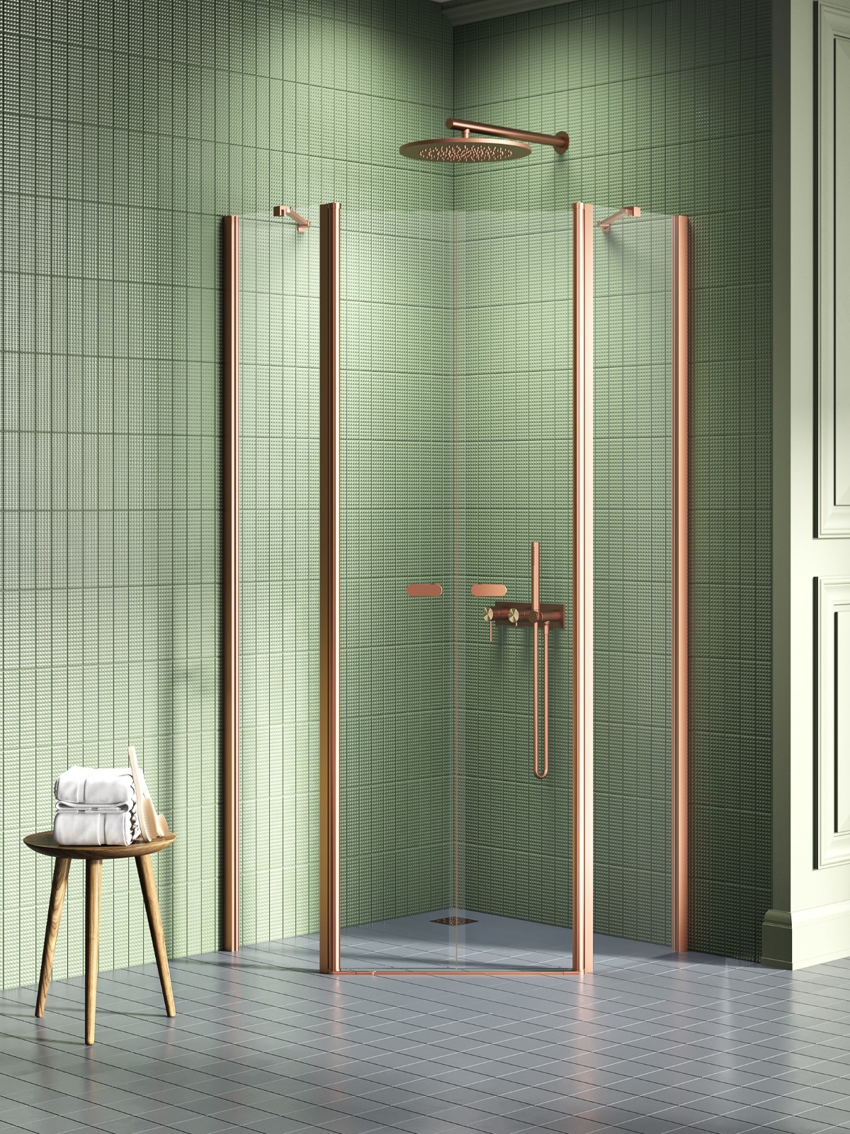 New Trendy New Soleo Copper Brushed cabină de duș 90x90 cm cupru periat/sticlă transparentă K-1705