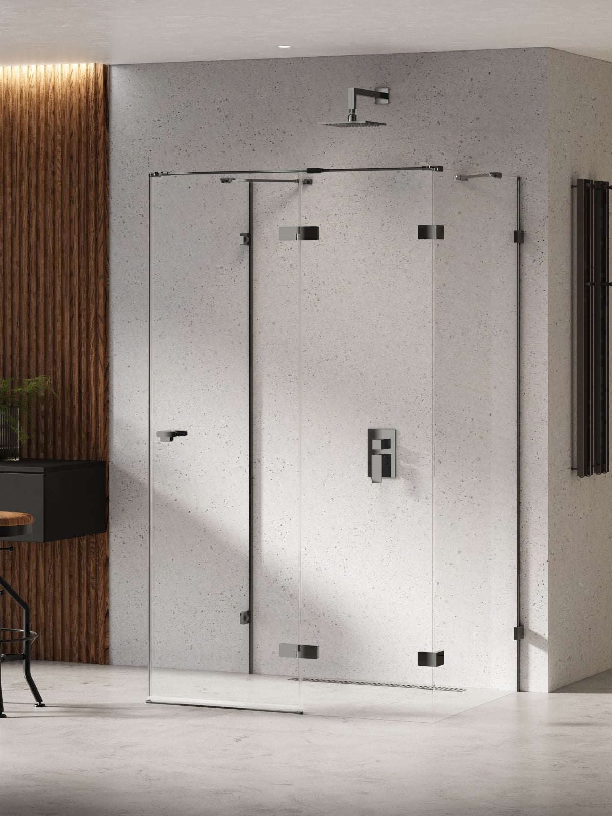 New Trendy Eventa Black Chrome cabină de duș 90x80 cm dreptunghiular negru luciu/sticlă transparentă EXK-6251