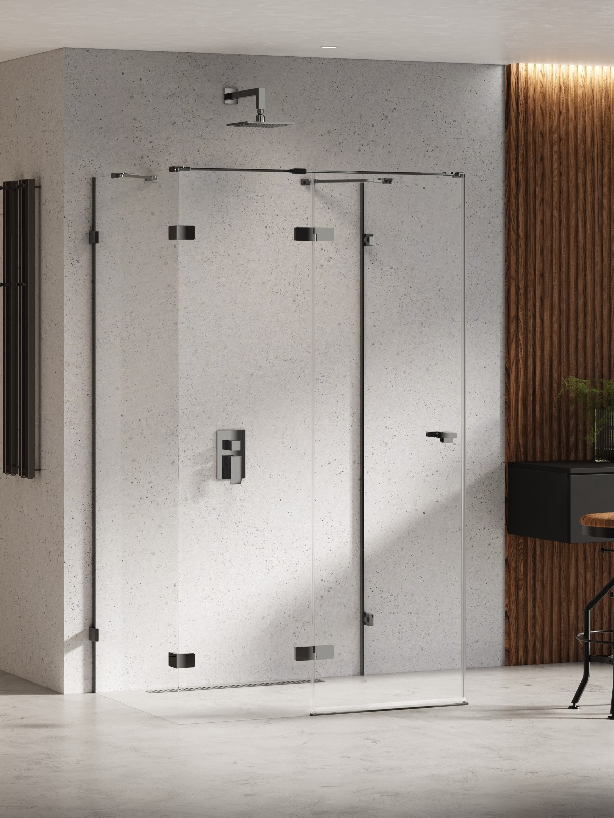 New Trendy Eventa Black Chrome cabină de duș 100x90 cm dreptunghiular negru luciu/sticlă transparentă EXK-6262