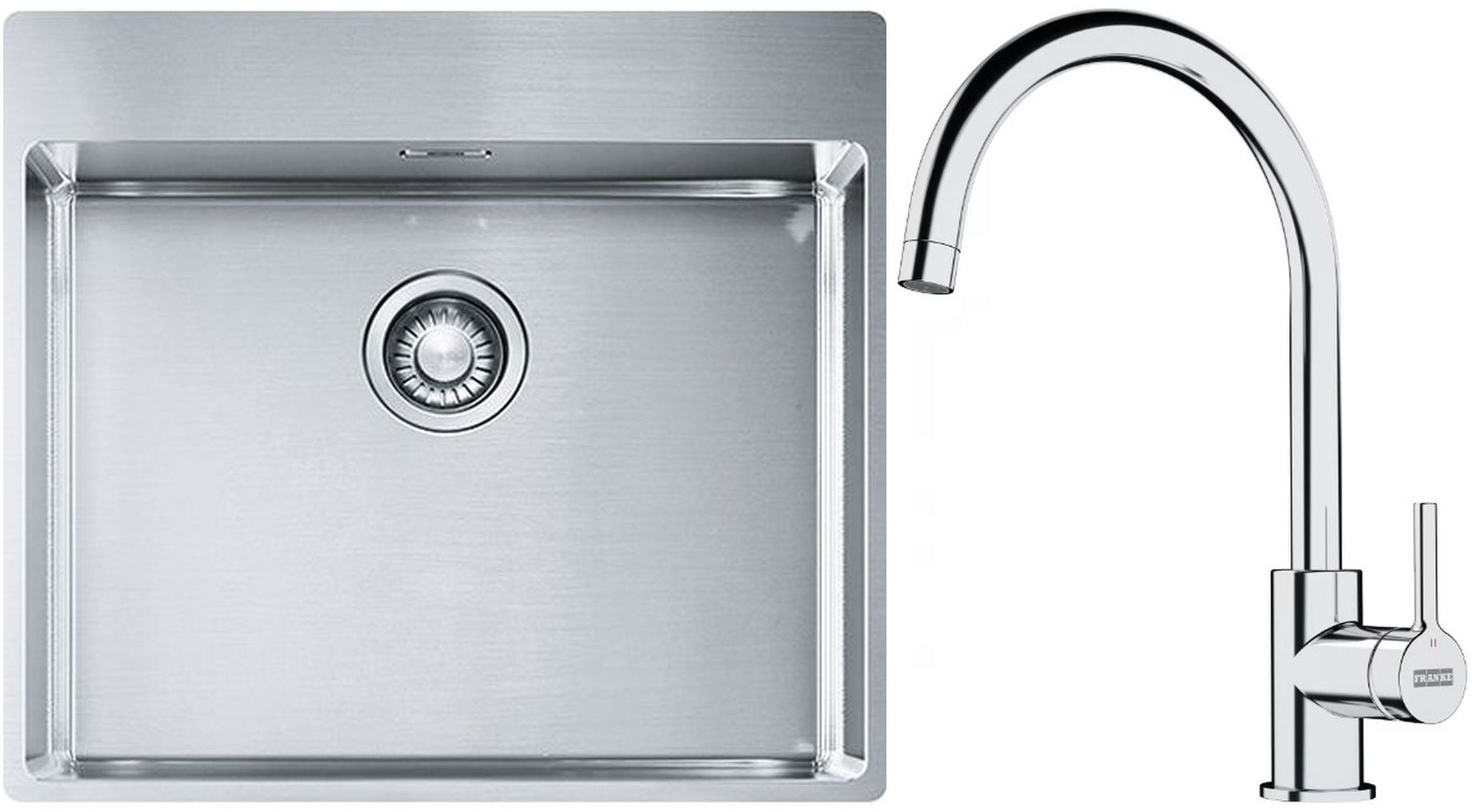 Set chiuveta din otel Franke Box 127.0369.295, baterie bucătărie Franke Lina 115.0693.228
